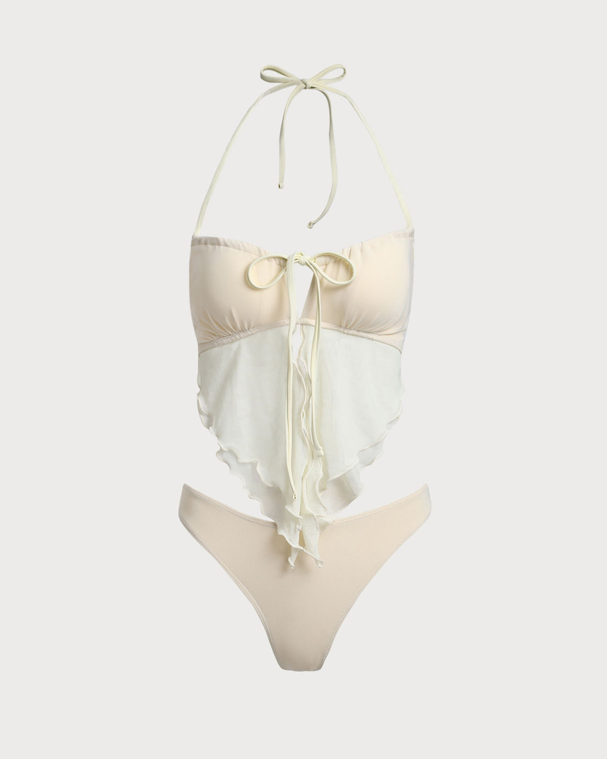 Beyaz File Dantelli Tankini Mayo