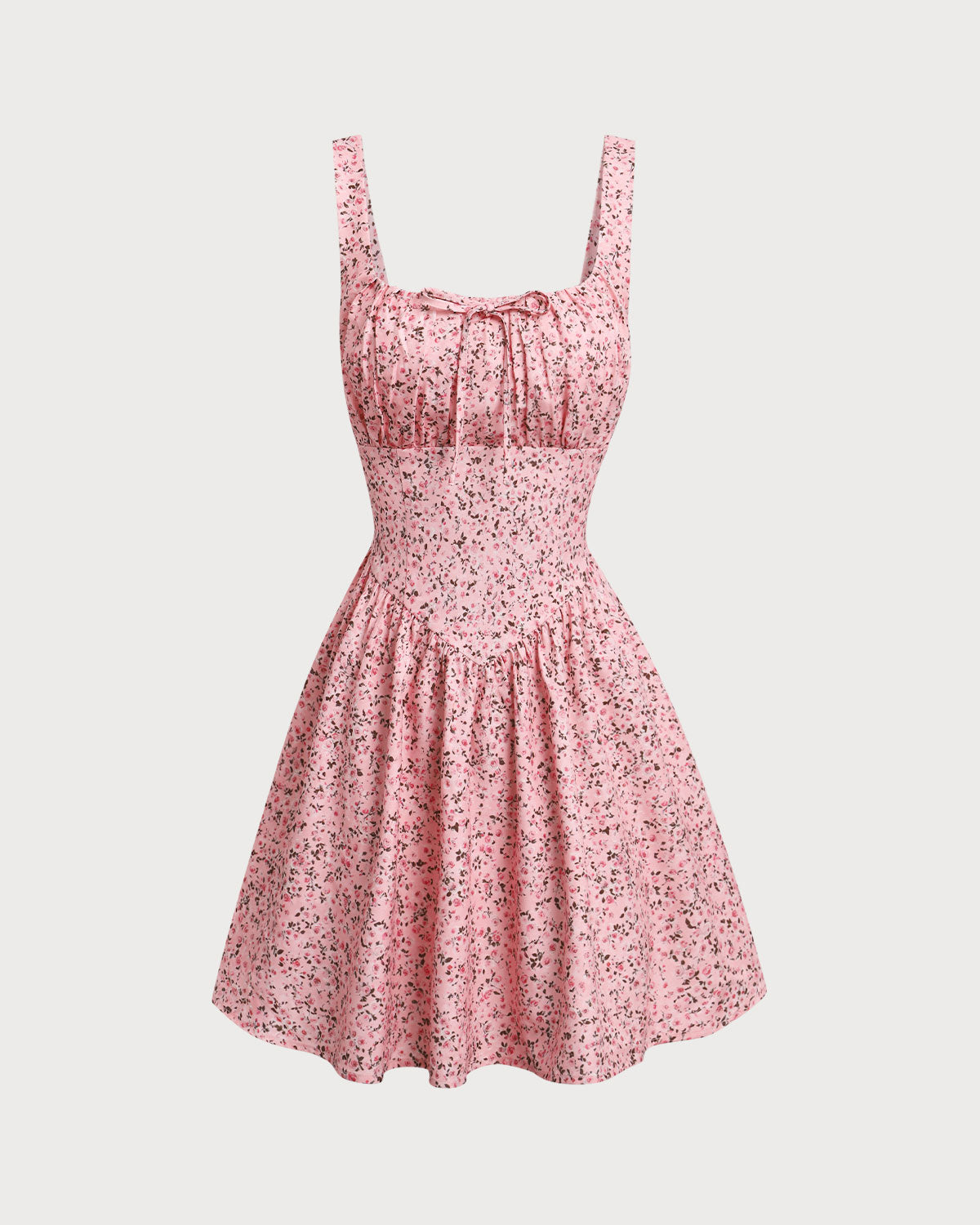 Pembe Çiçekli Dantelli Korse Slip Mini Elbise