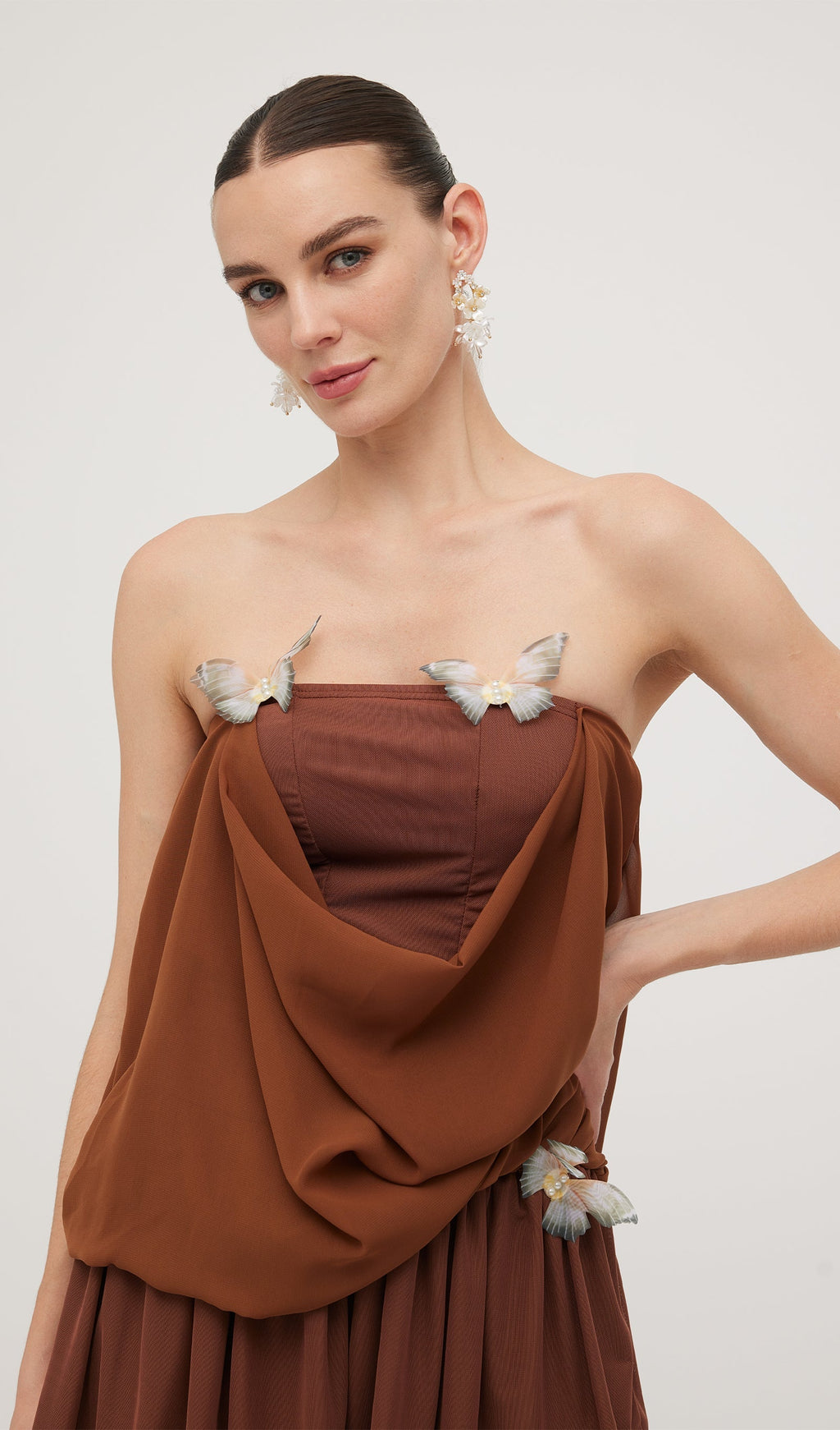 Kelebek Bandeau Sarma Mini Elbise