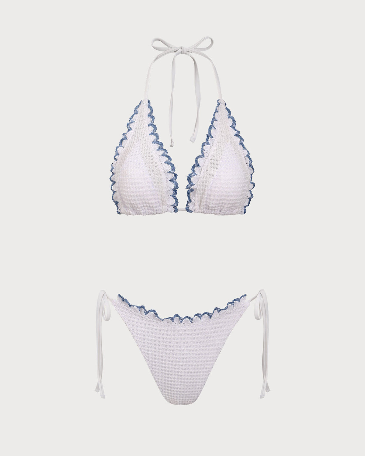 Beyaz Kontrast Dantel Bikini Takımı