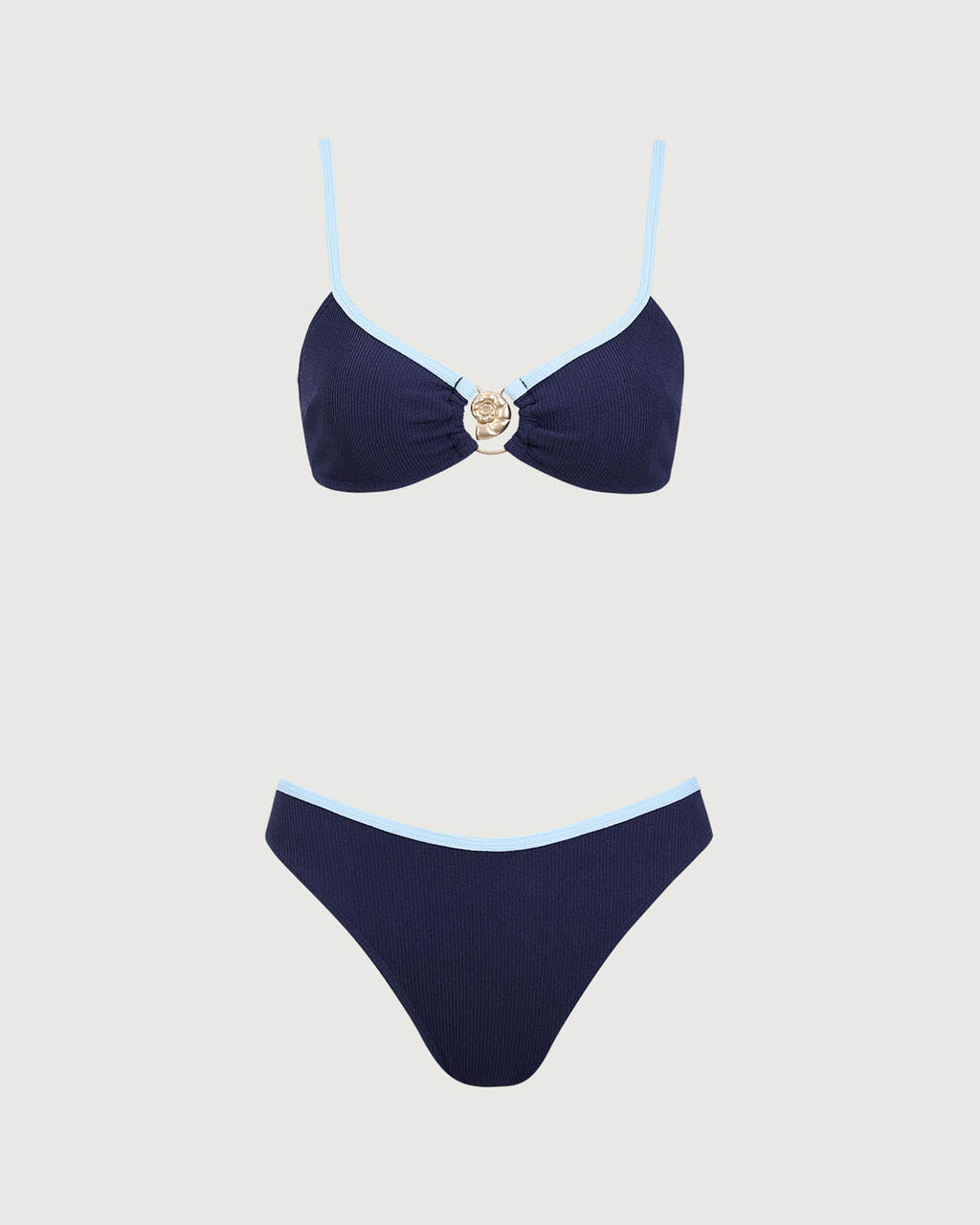 Mavi Kontrast Dokulu Bikini Takımı