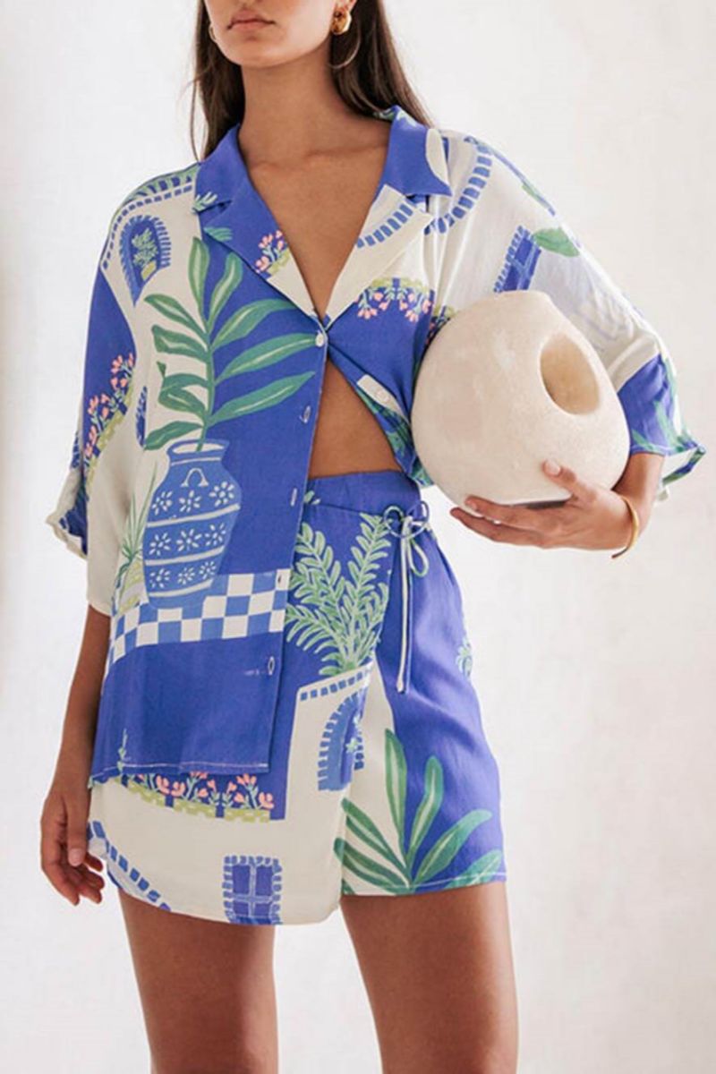 Bol Baskılı Gömlek Takım