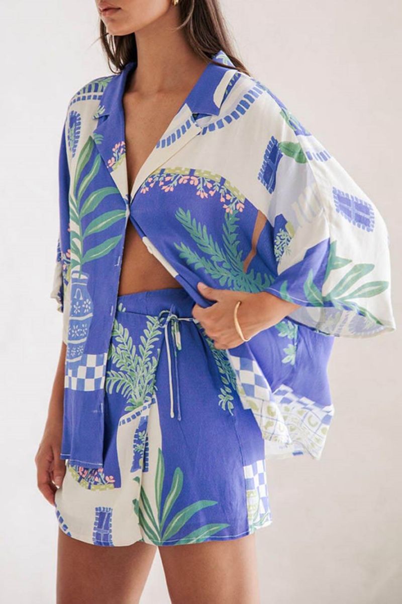 Bol Baskılı Gömlek Takım