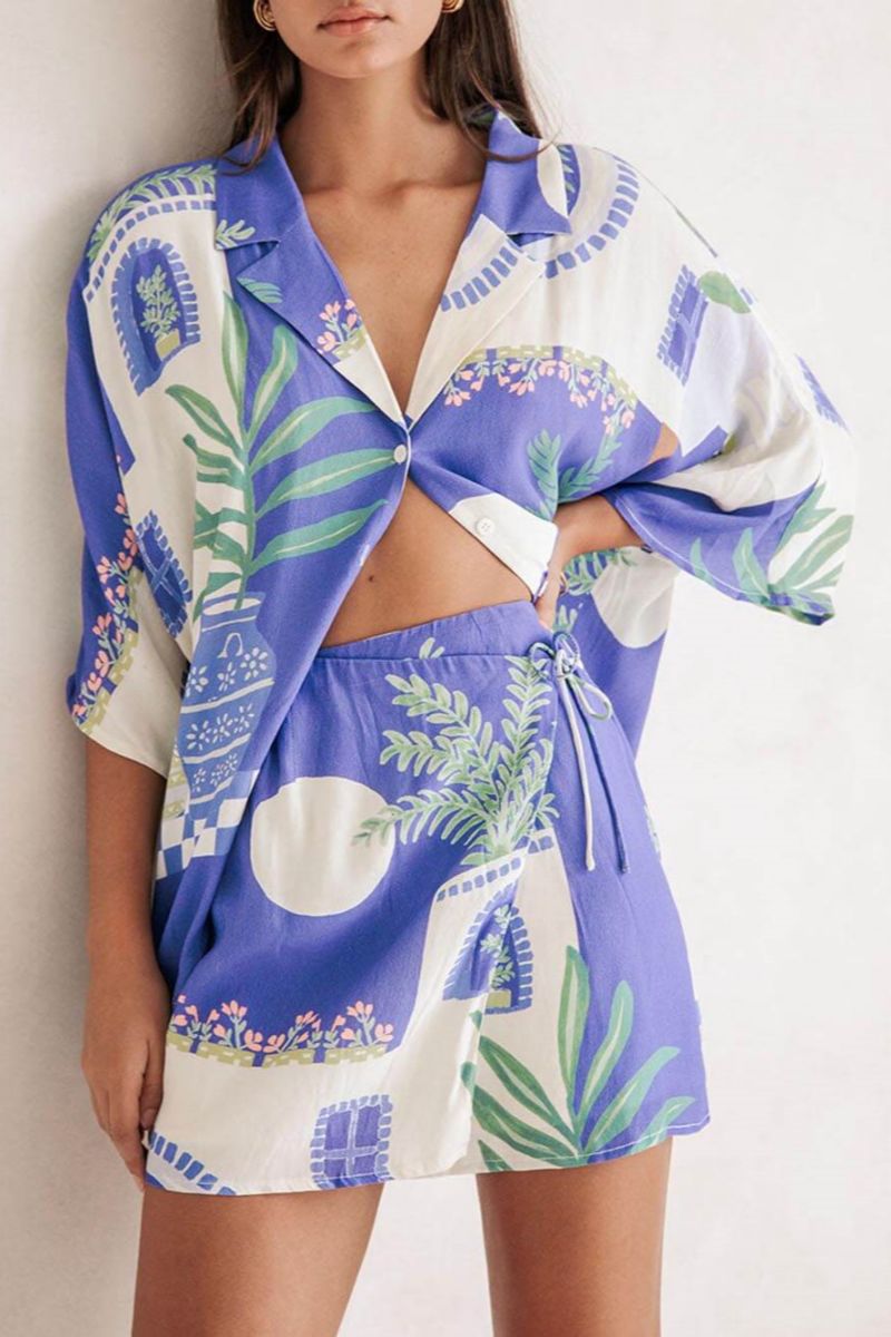 Bol Baskılı Gömlek Takım