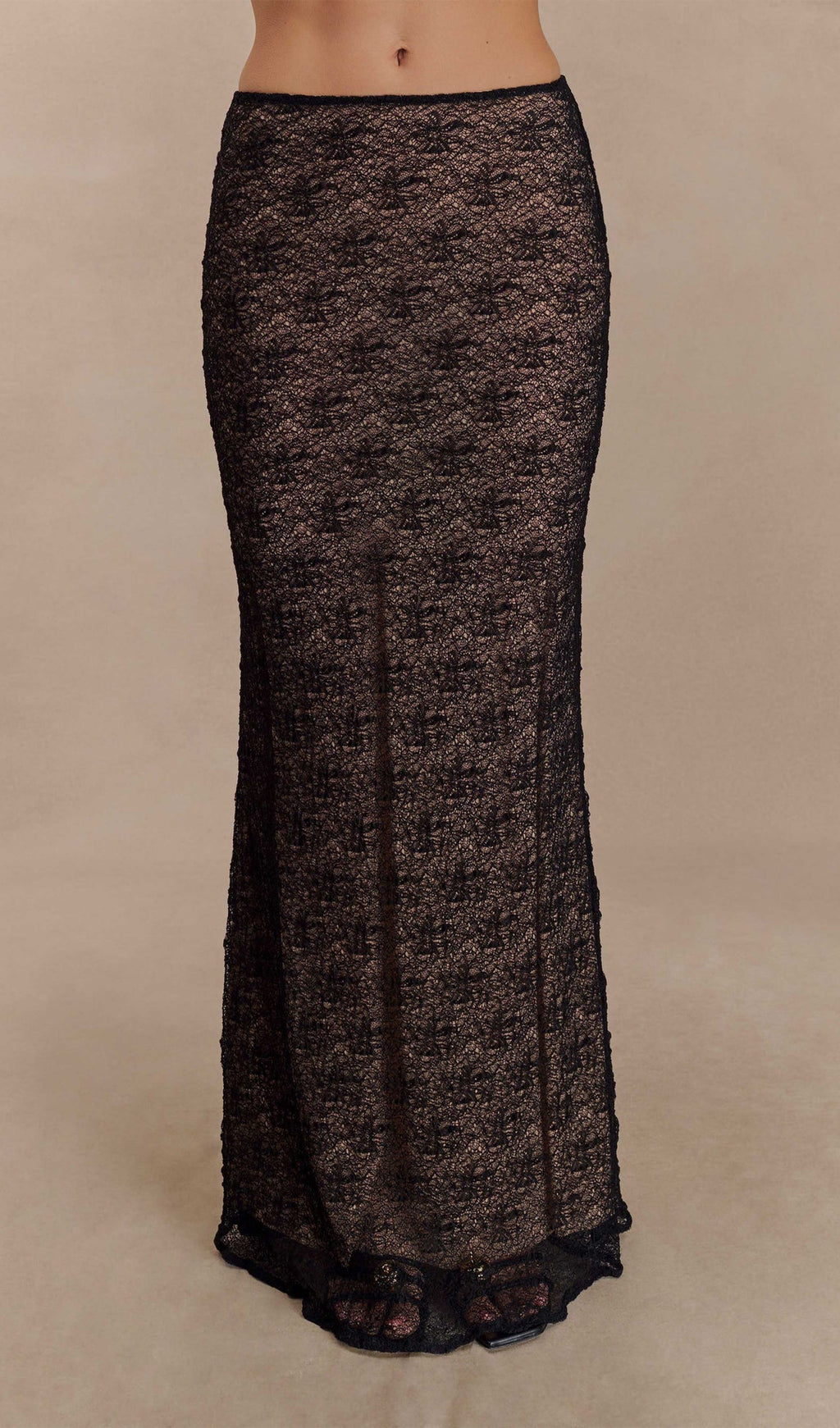 Siyah Şeffaf Dantel Üst Ve Uzun Etek Takımları