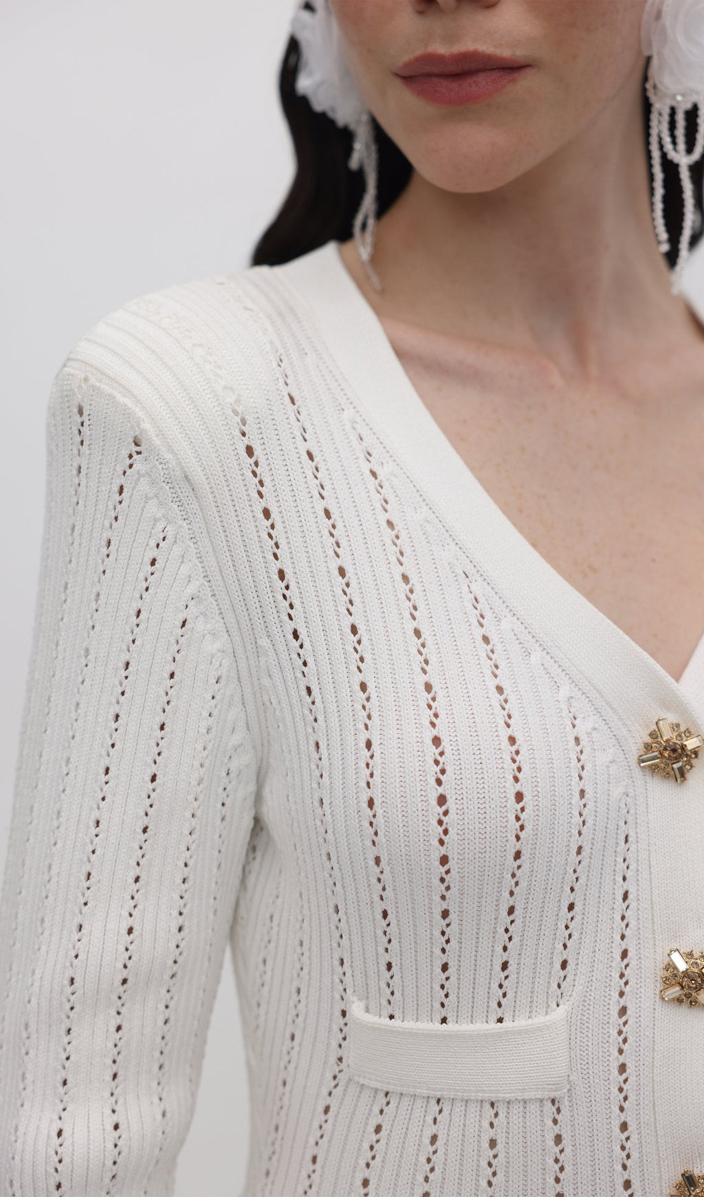 İçi Boş Volanlı Örgü Mini Elbise