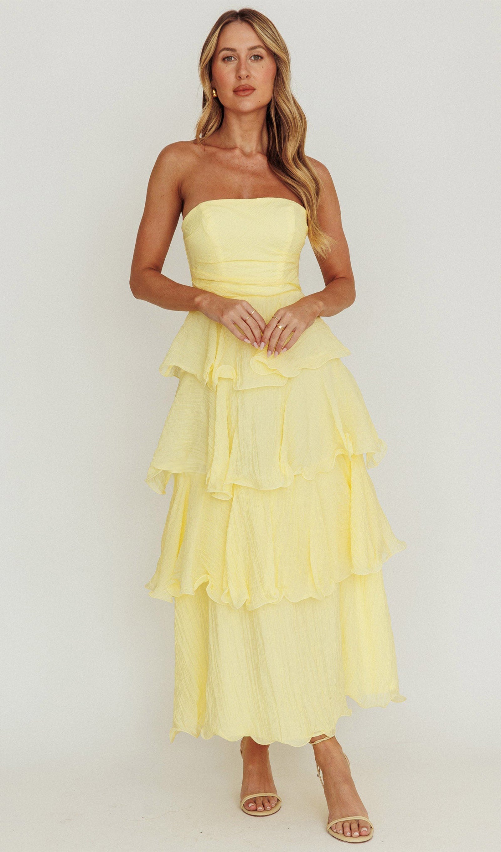 Askısız Katmanlı Midi Elbise