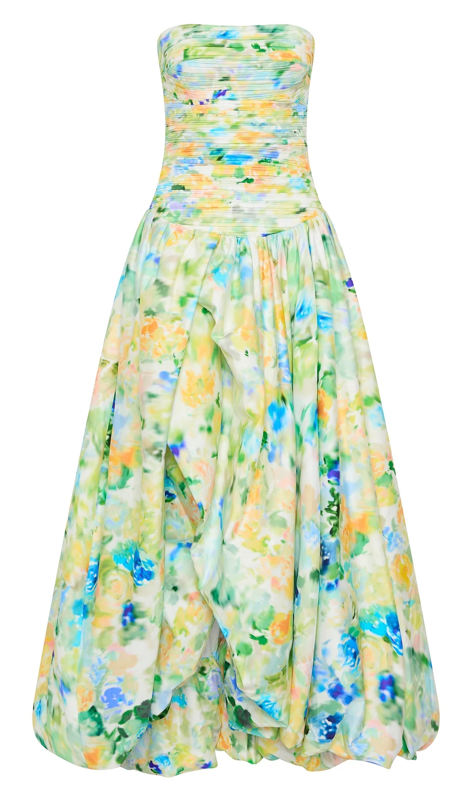 Kolsuz Büzgülü Drapeli Yırtıklı Uzun Elbise