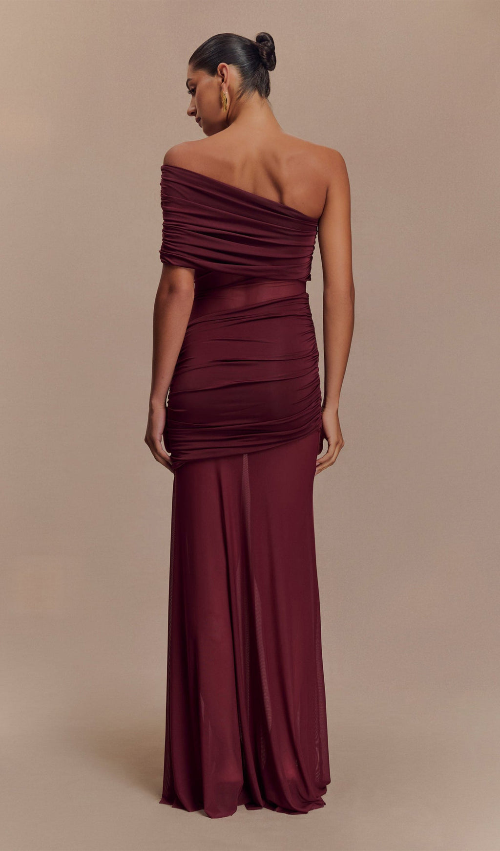 Tek Omuzlu File Uzun Elbise