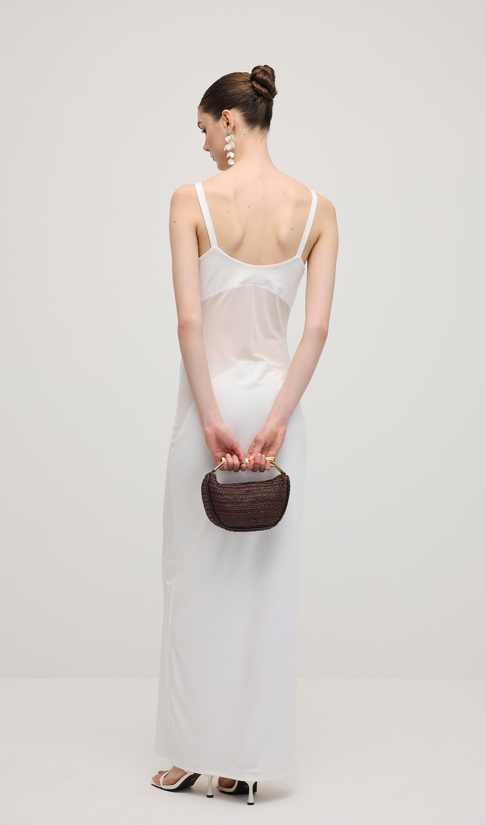 Şeffaf Örgü Kavisli Uzun Elbise