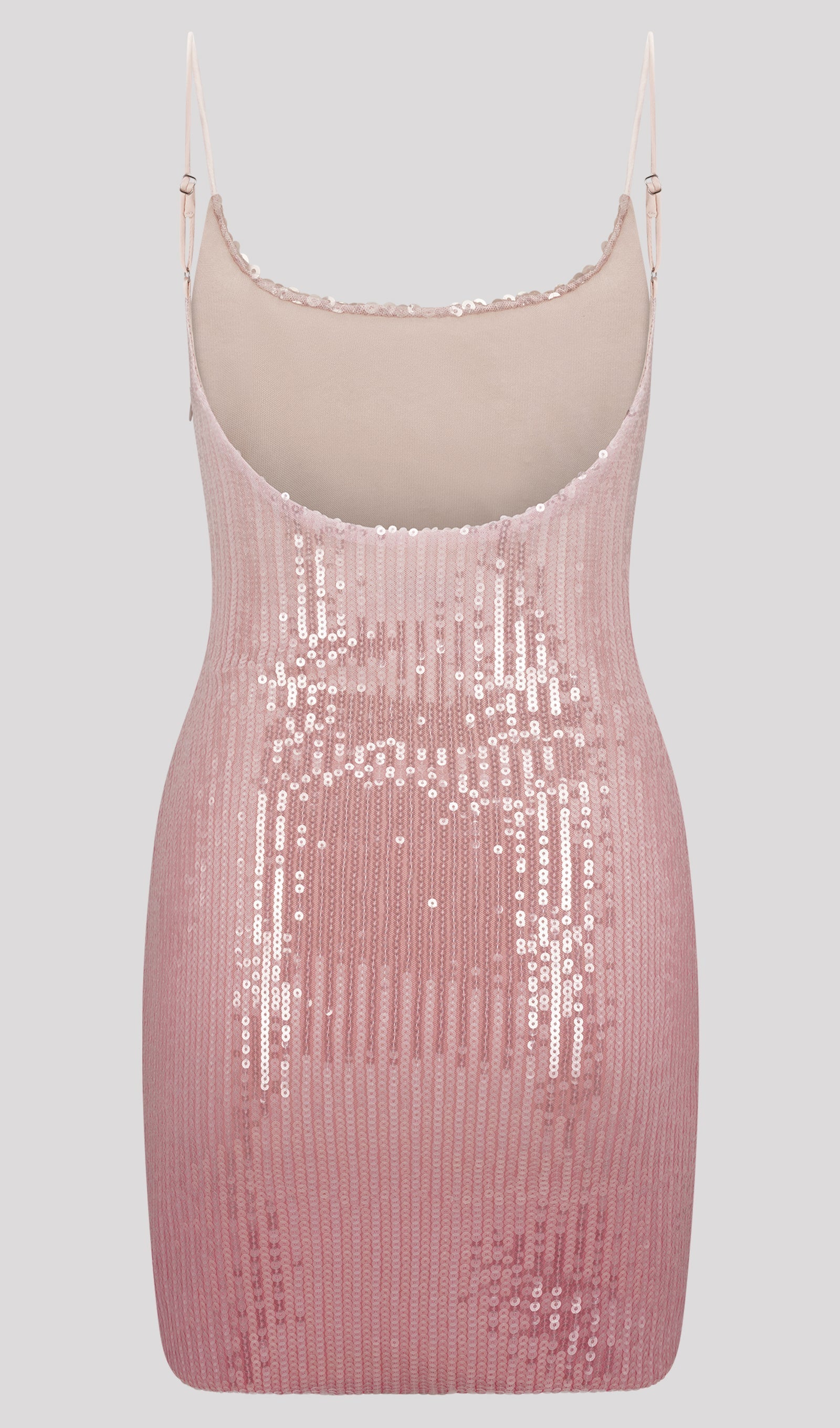 Ombre Pembe Straplez Pullu Mini Elbise