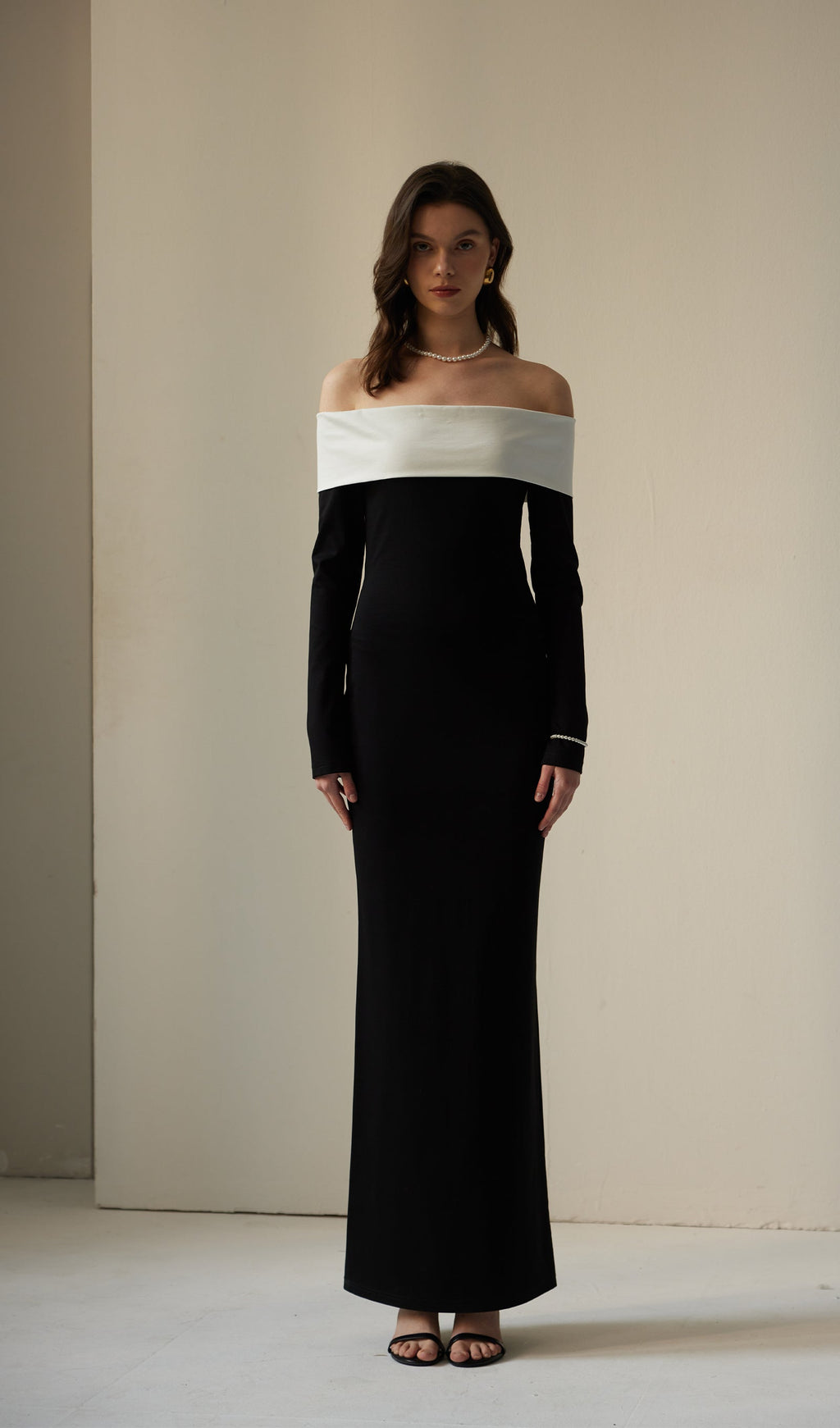 Anya Maxi Elbise Siyah/Beyaz