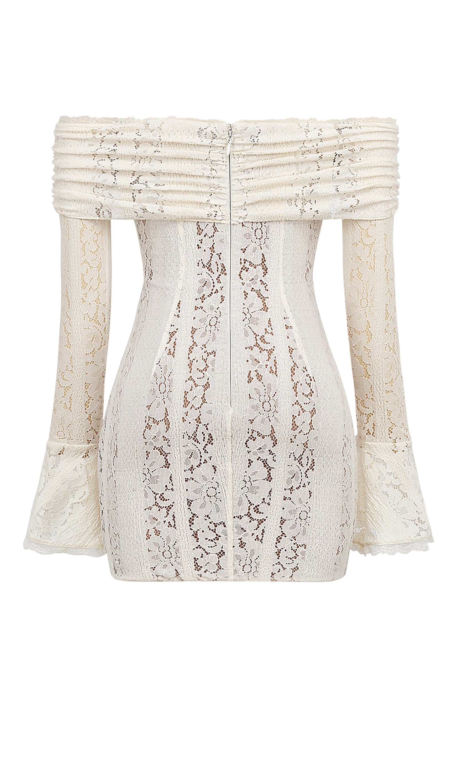 Vintage Çiçekli Dantel Omuz Açık Mini Elbise