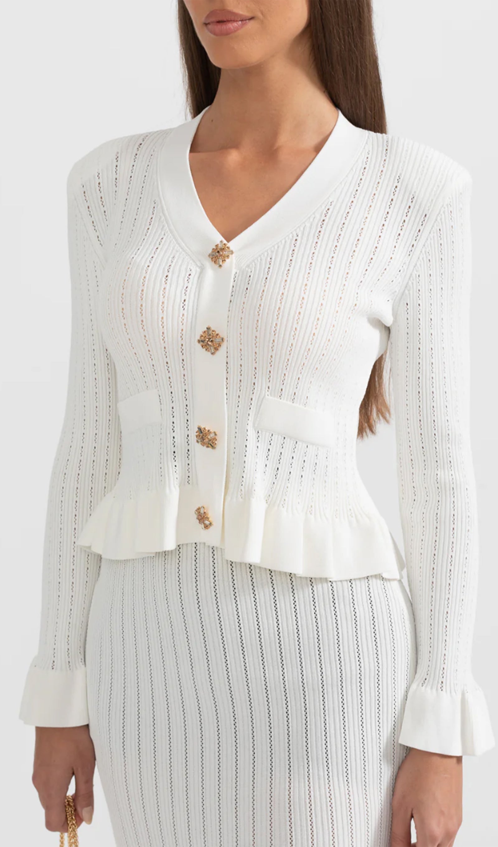 Fırfırlı Kloş Örgü Midi Elbise