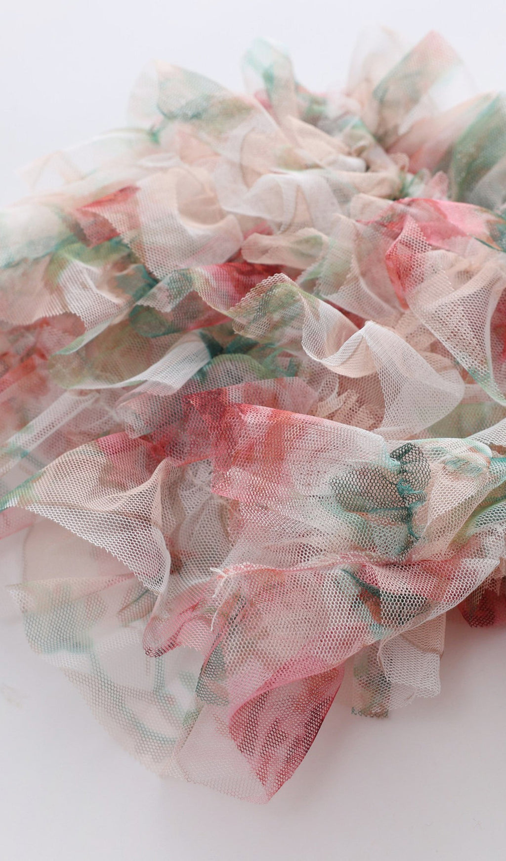 Omuz Açık Çiçekli Volanlı File Uzun Elbise