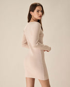 Kayısı V Yaka Bodycon Kazak Elbise