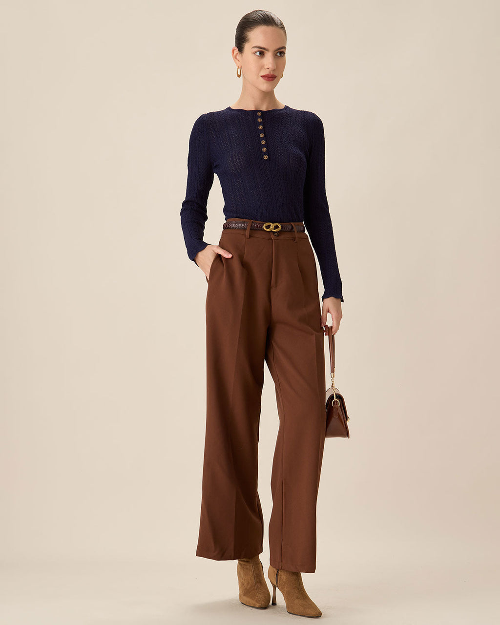 Lacivert Yuvarlak Yaka İnce Kazak