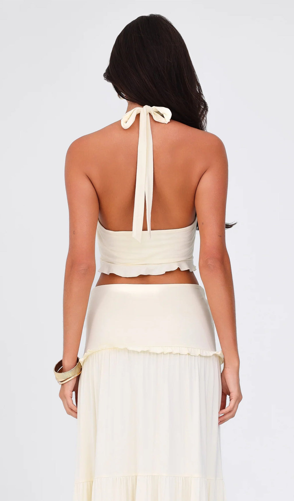 Askılı Üst Ve Bükümlü Fırfırlı Uzun Etek Takımları