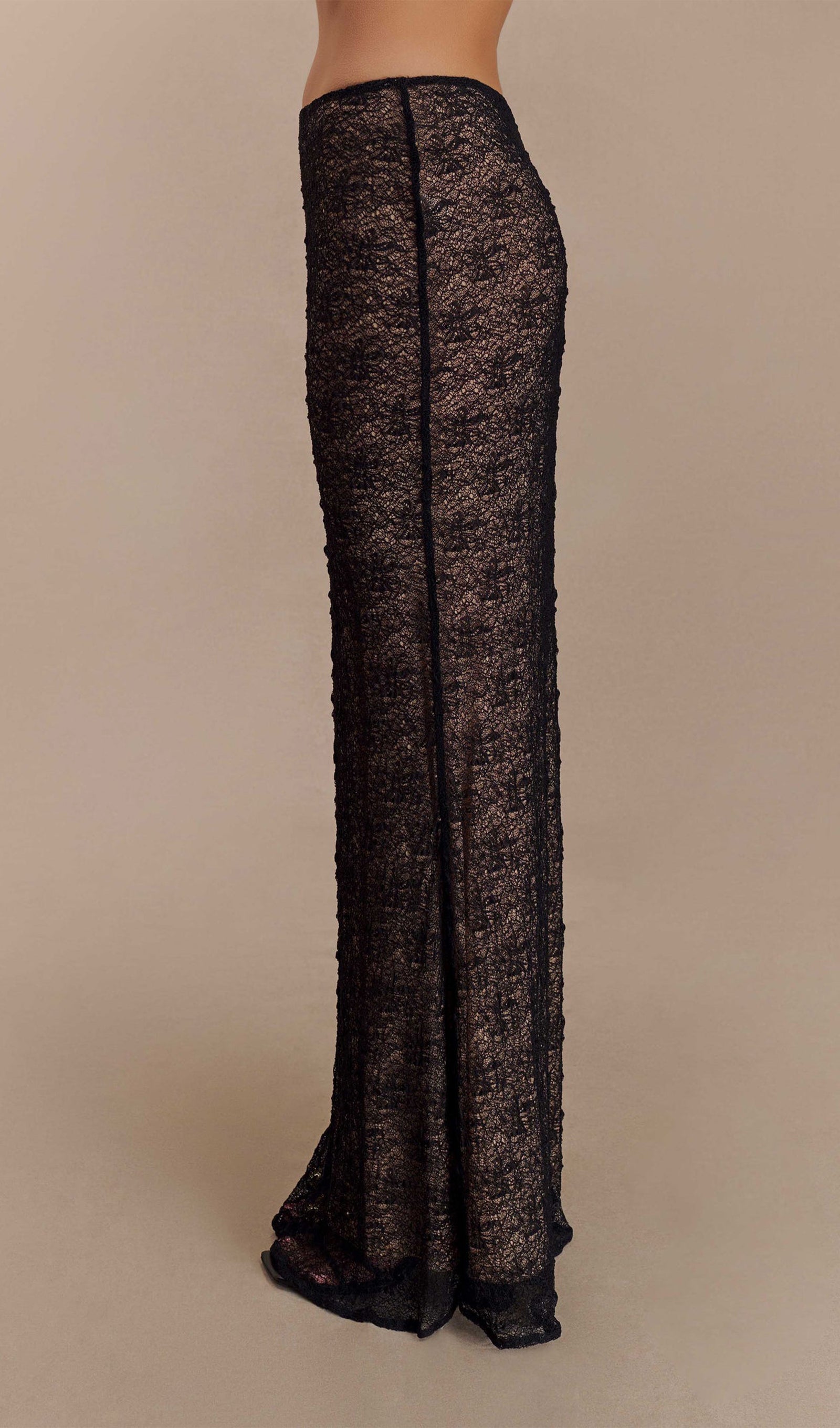 Siyah Şeffaf Dantel Üst Ve Uzun Etek Takımları