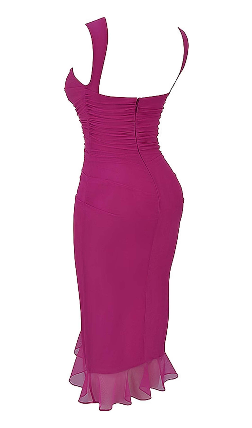 File Kolsuz Volanlı Midi Elbise