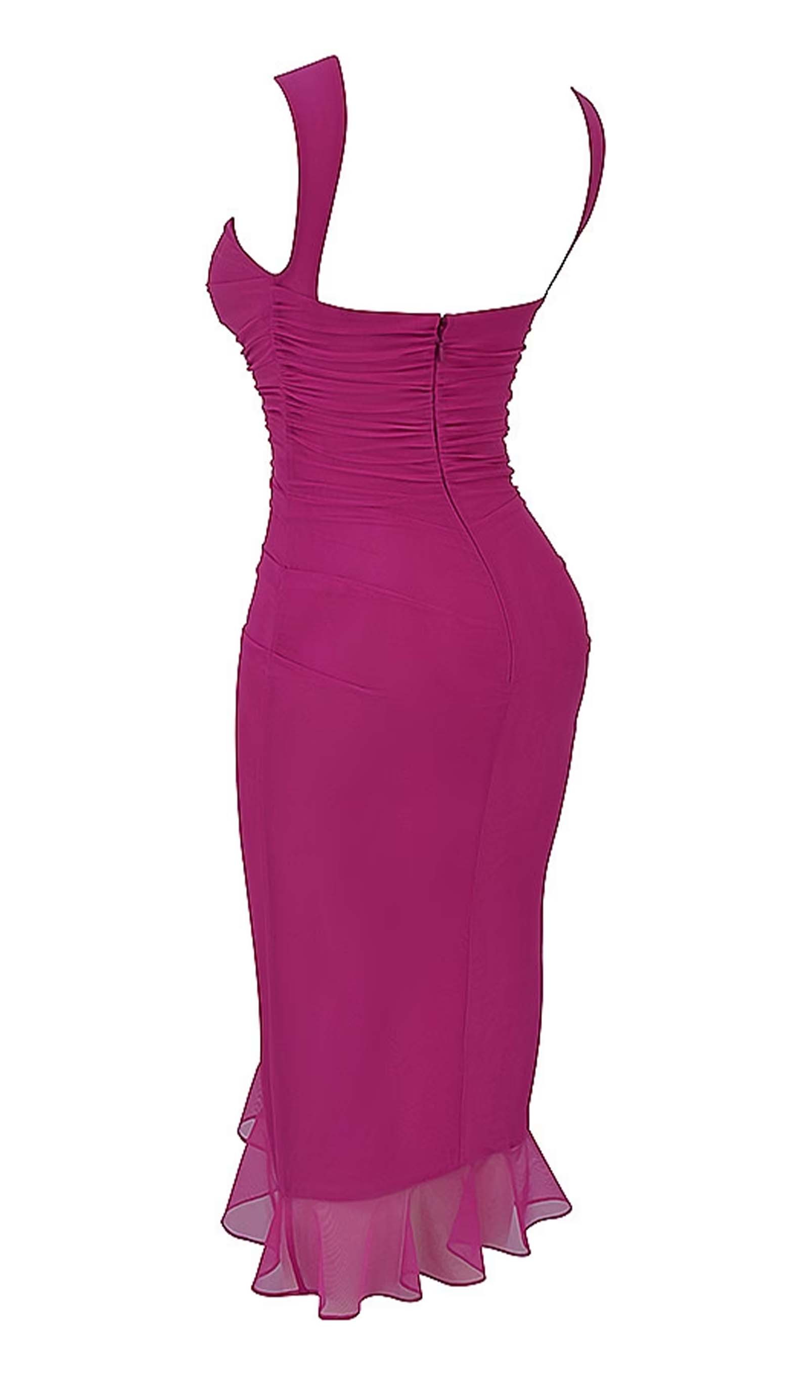 File Kolsuz Volanlı Midi Elbise