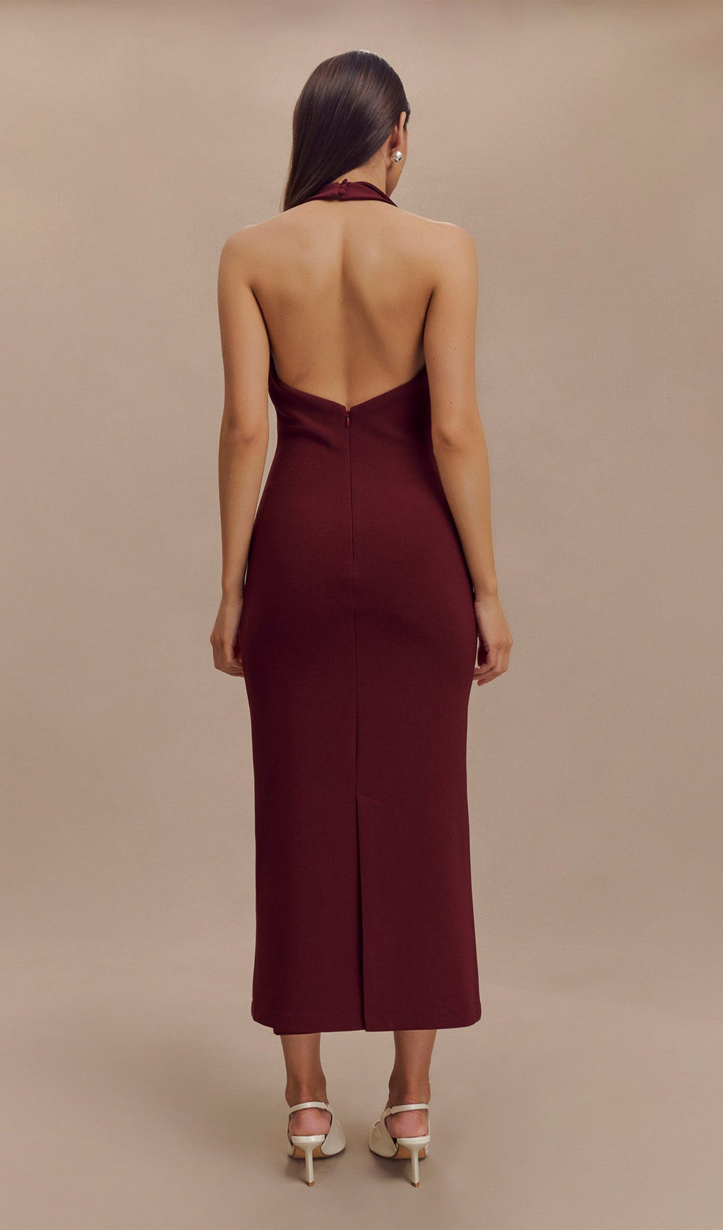 Krep Askılı Midi Elbise