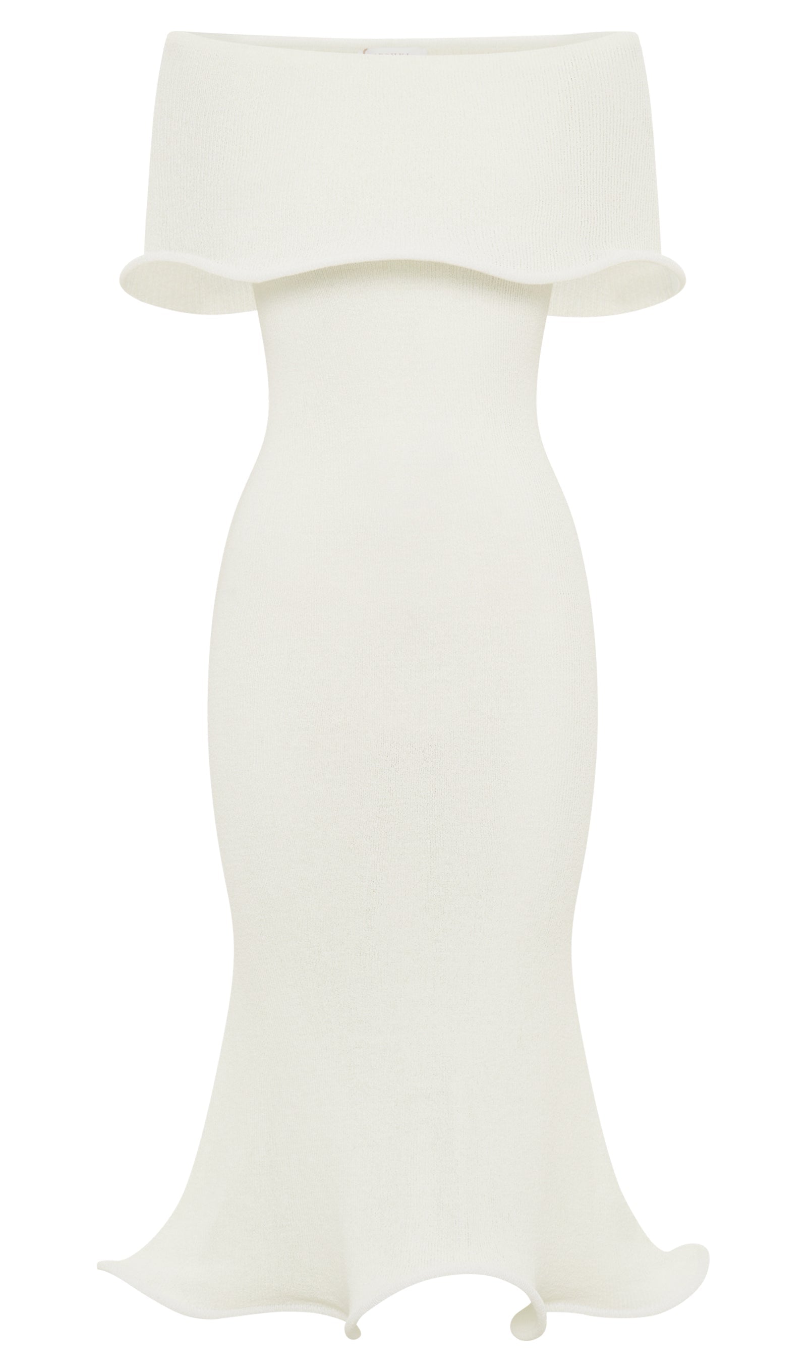 Omuz Açık Örgü Midi Elbise