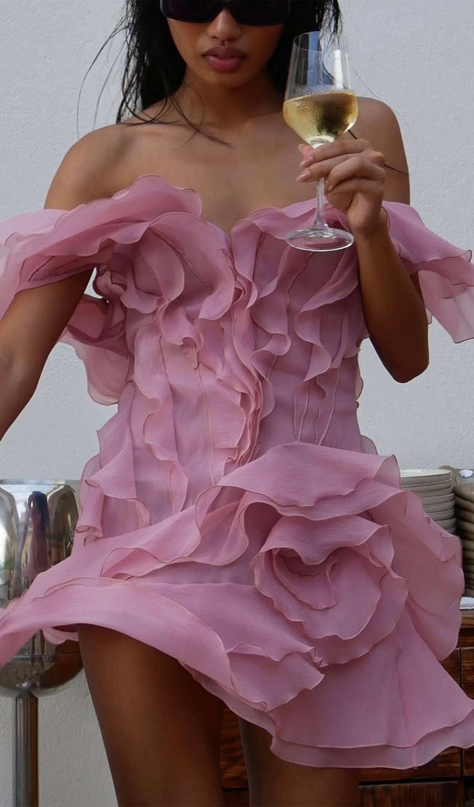 Katmanlı Volanlı Mini Elbise