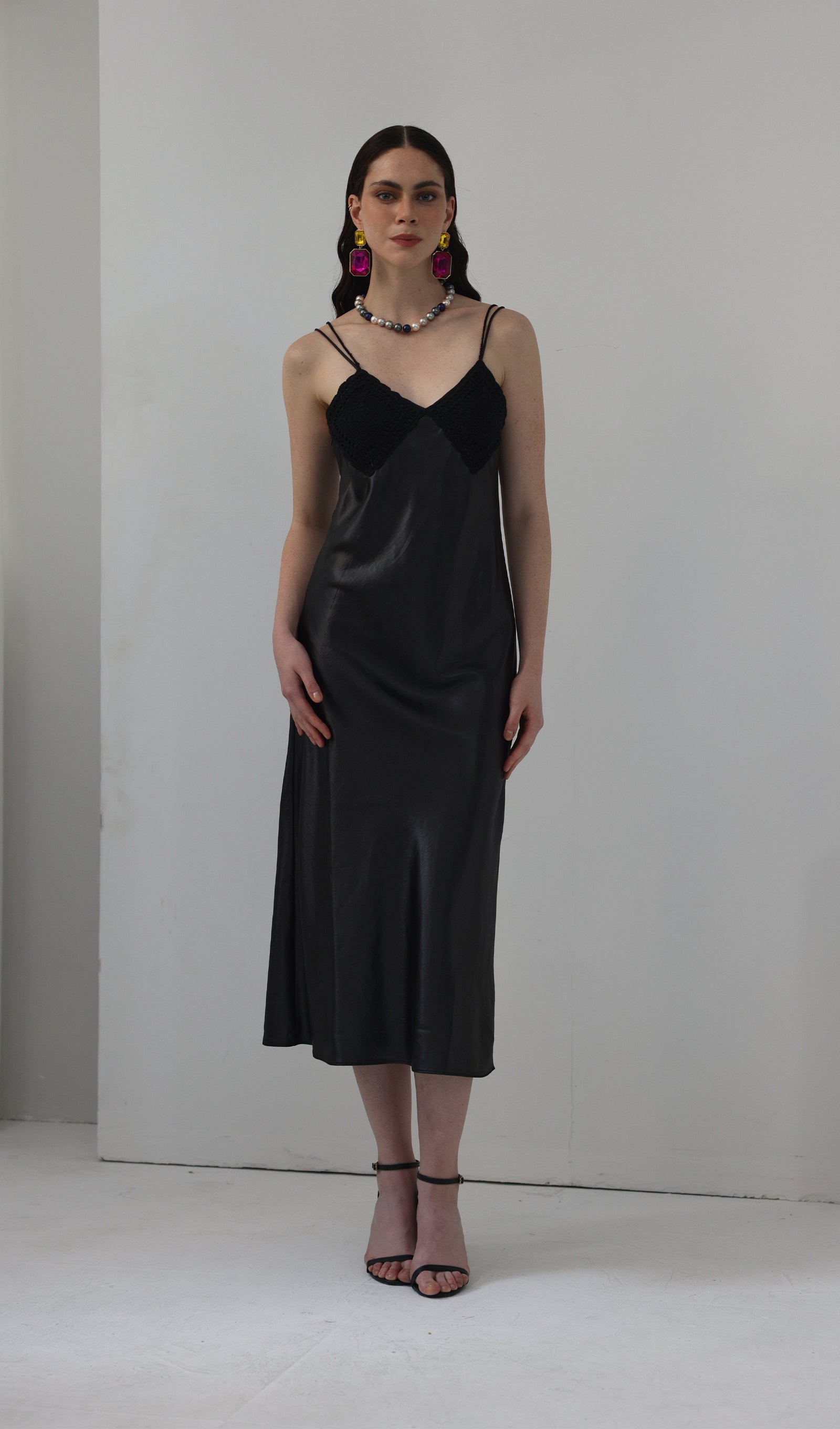 Örme Patchwork Midi Elbise