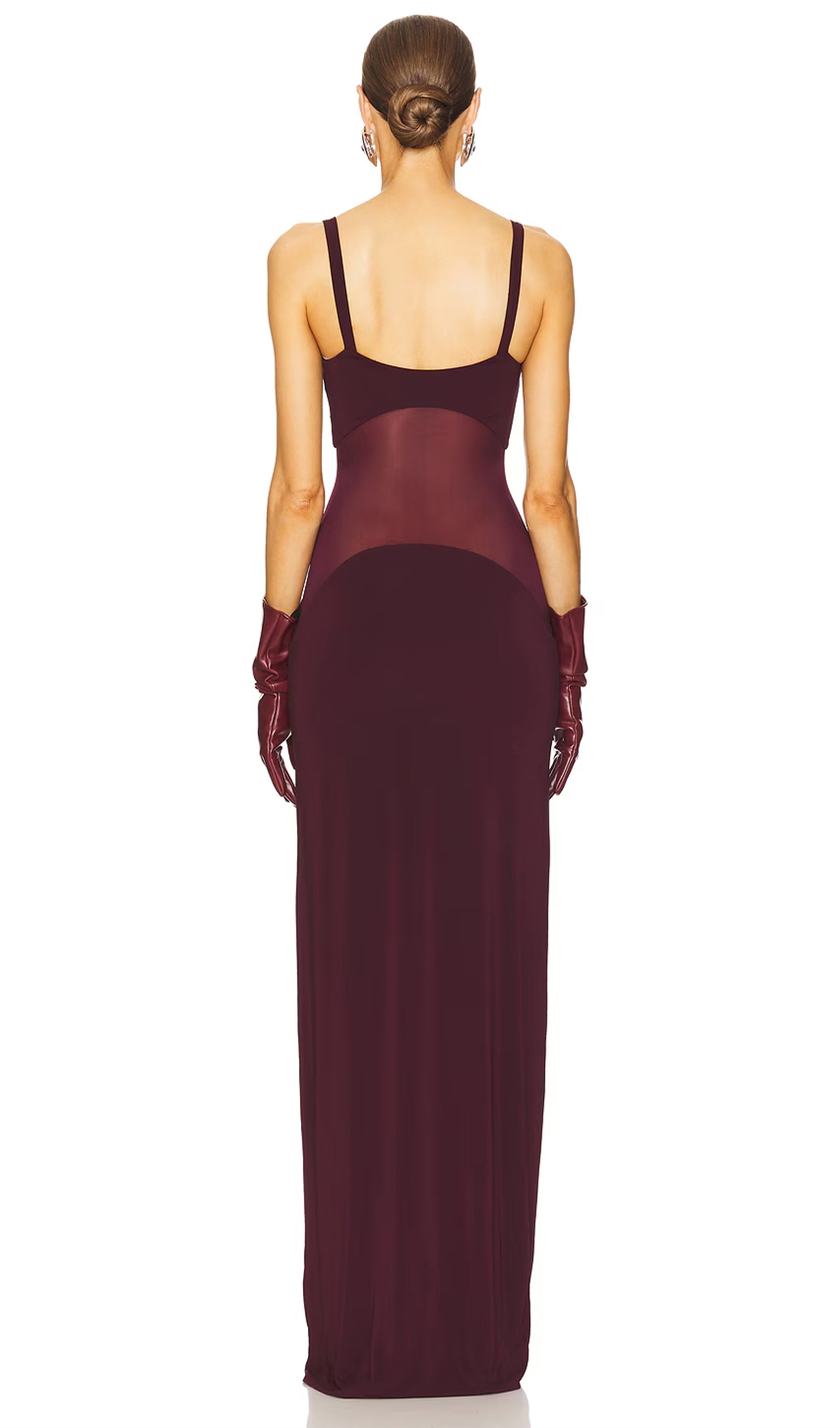 Şeffaf Örgü Kavisli Uzun Elbise