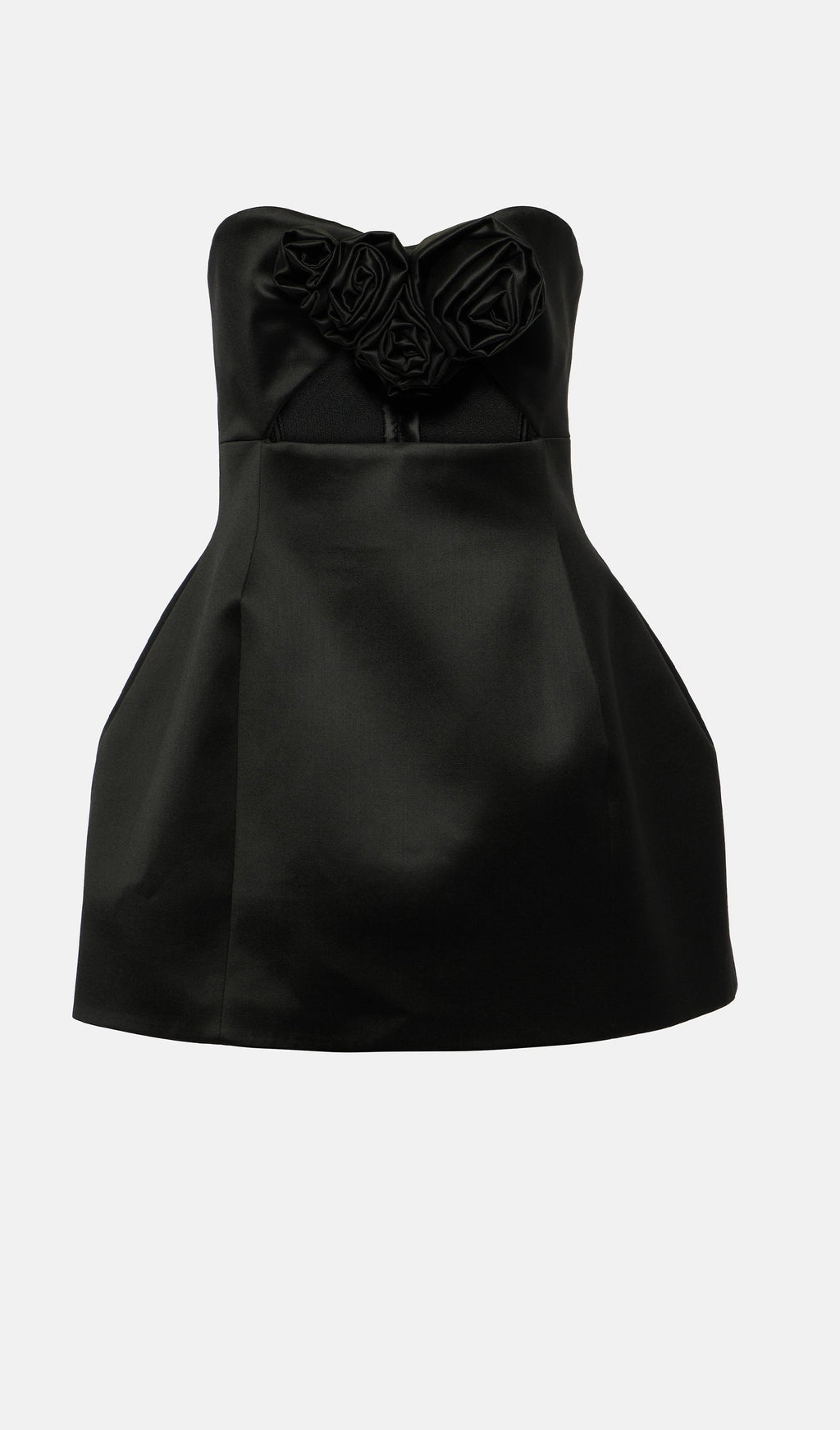 Çiçekli Büstiyer Mini Elbise-Siyah