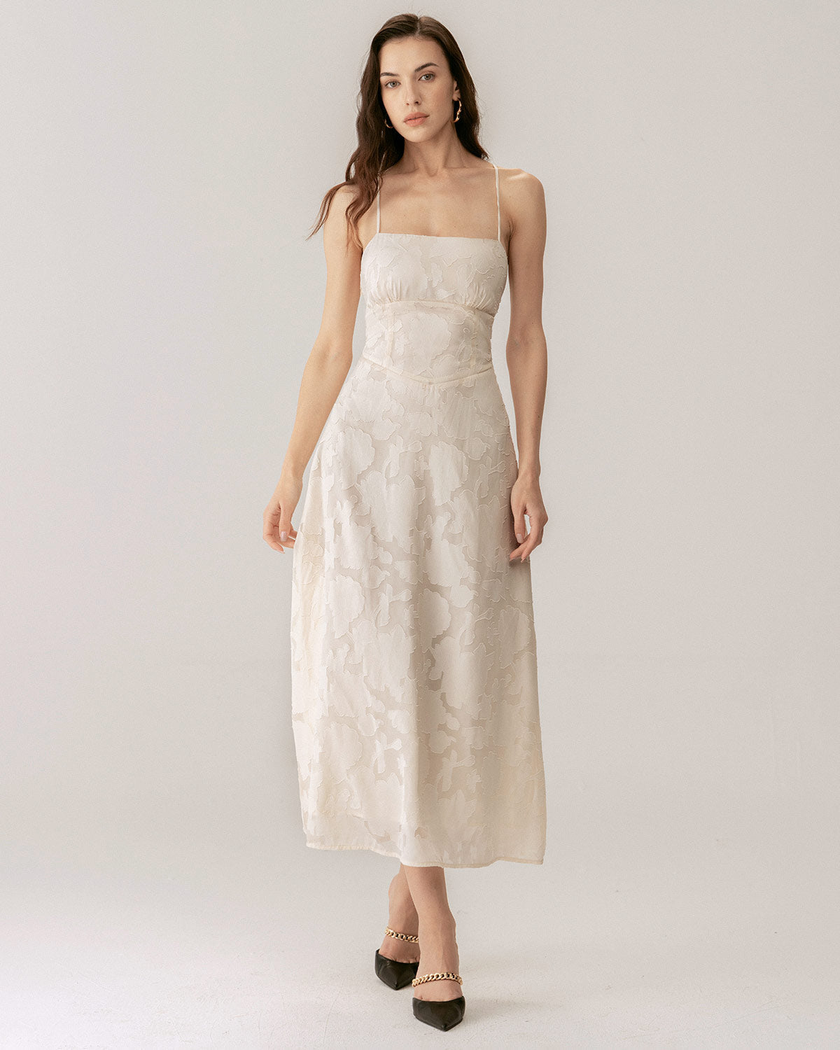 Kayısı Jakarlı Korse Slip Maxi Elbise