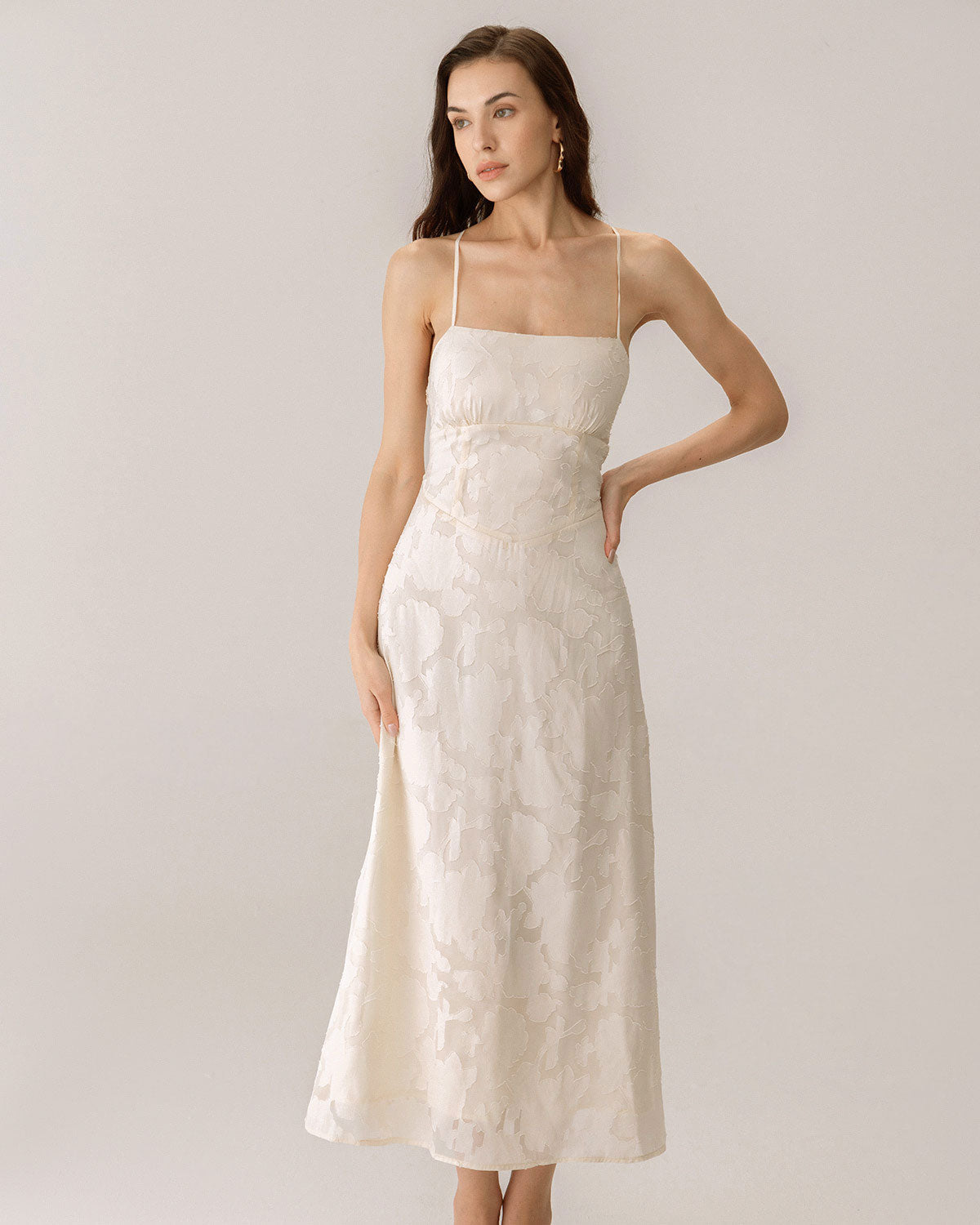 Kayısı Jakarlı Korse Slip Maxi Elbise
