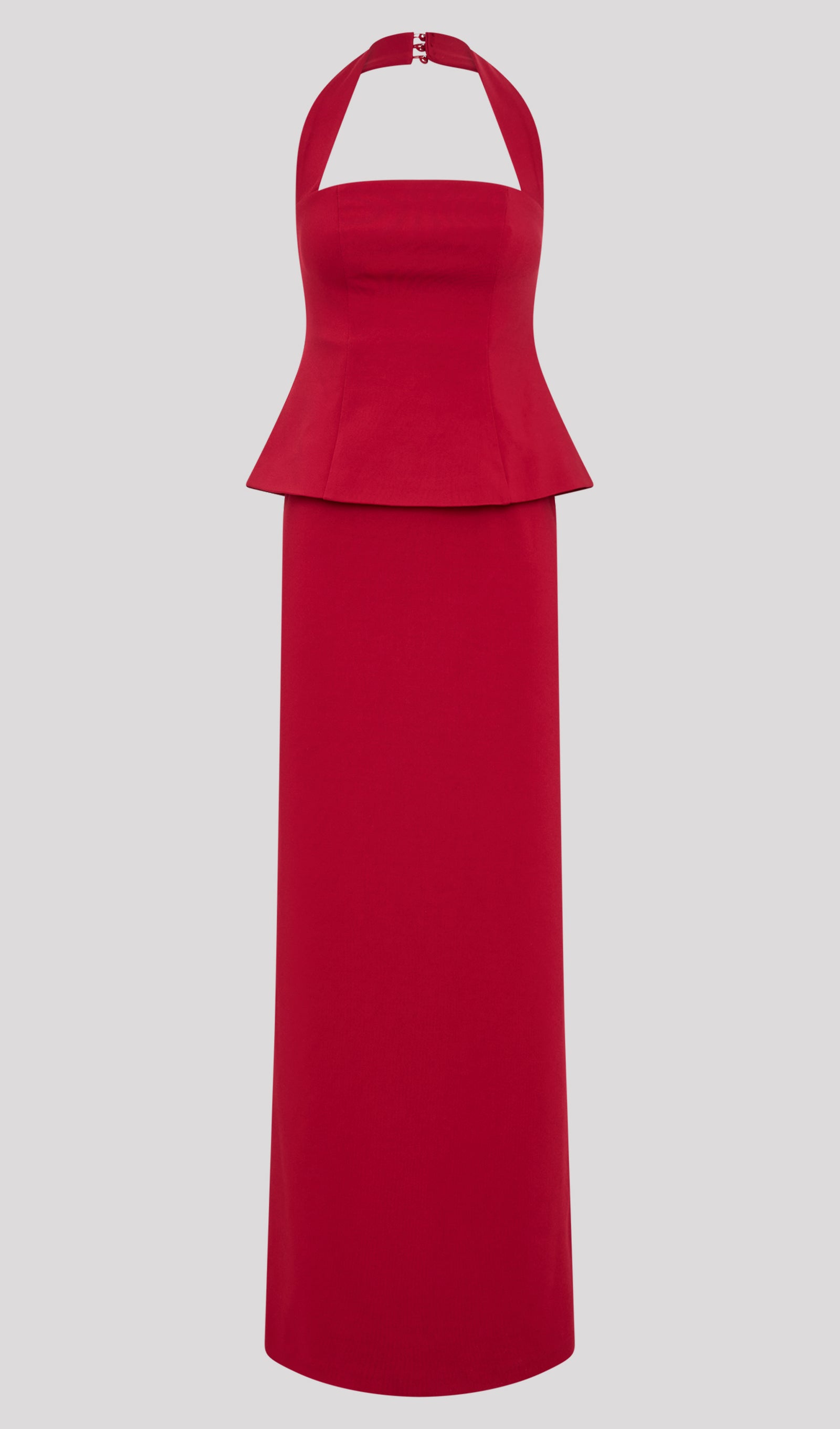 Ruby Peplum Halter Uzun Elbise