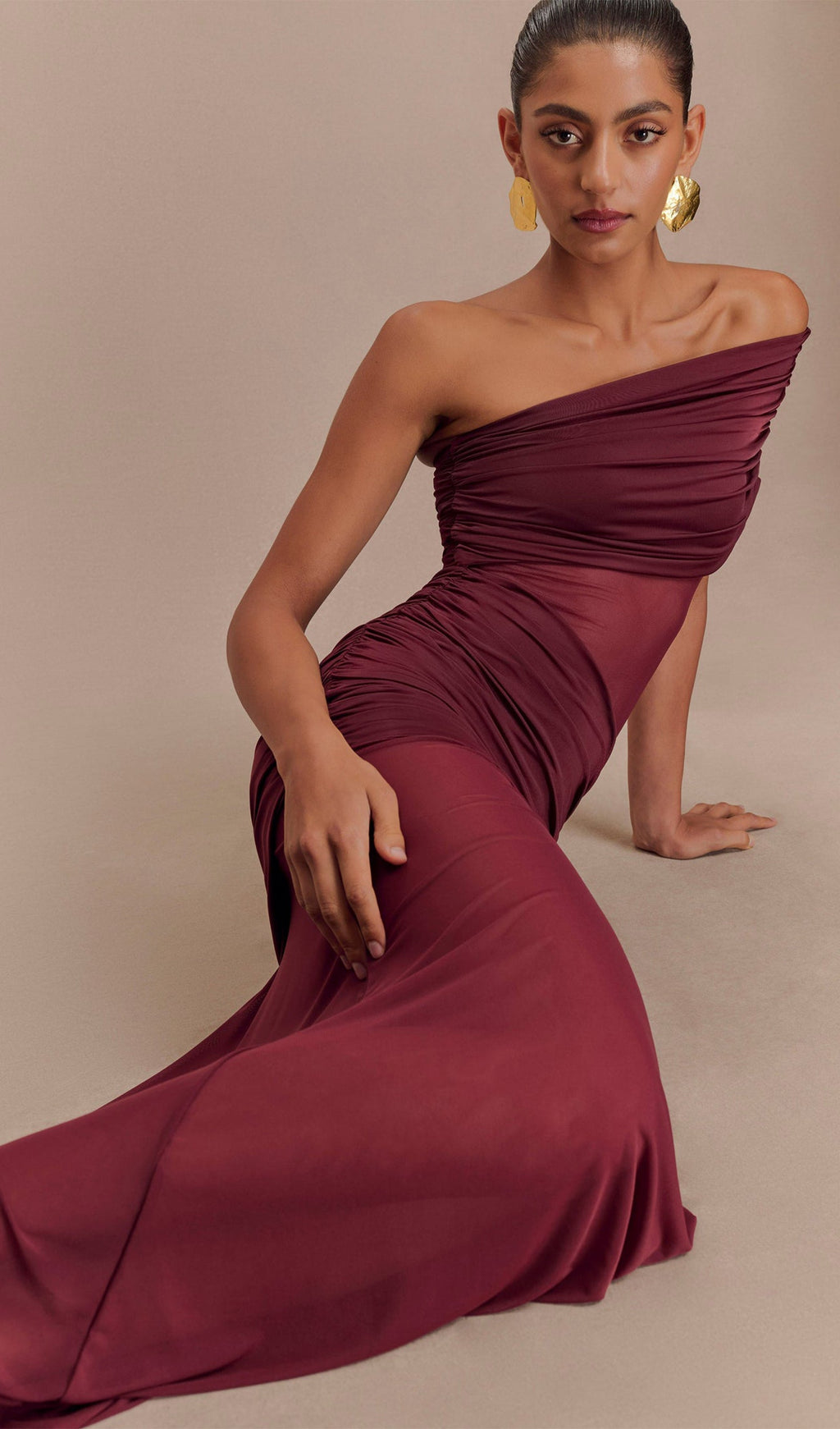 Tek Omuzlu File Uzun Elbise