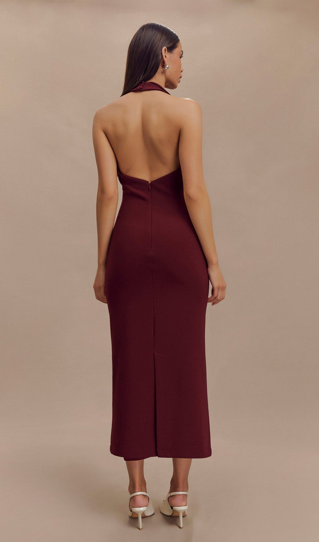 Krep Askılı Midi Elbise