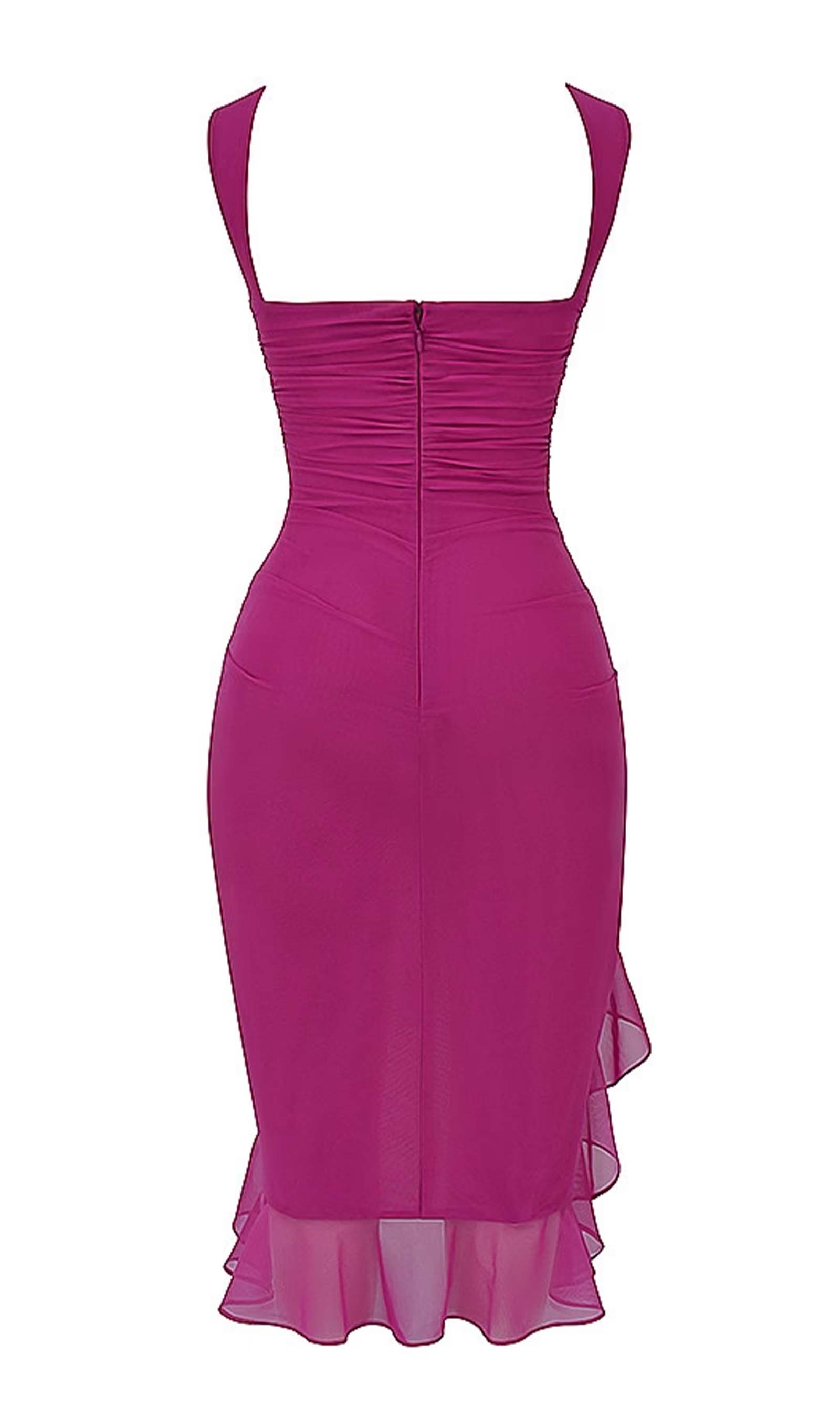 File Kolsuz Volanlı Midi Elbise