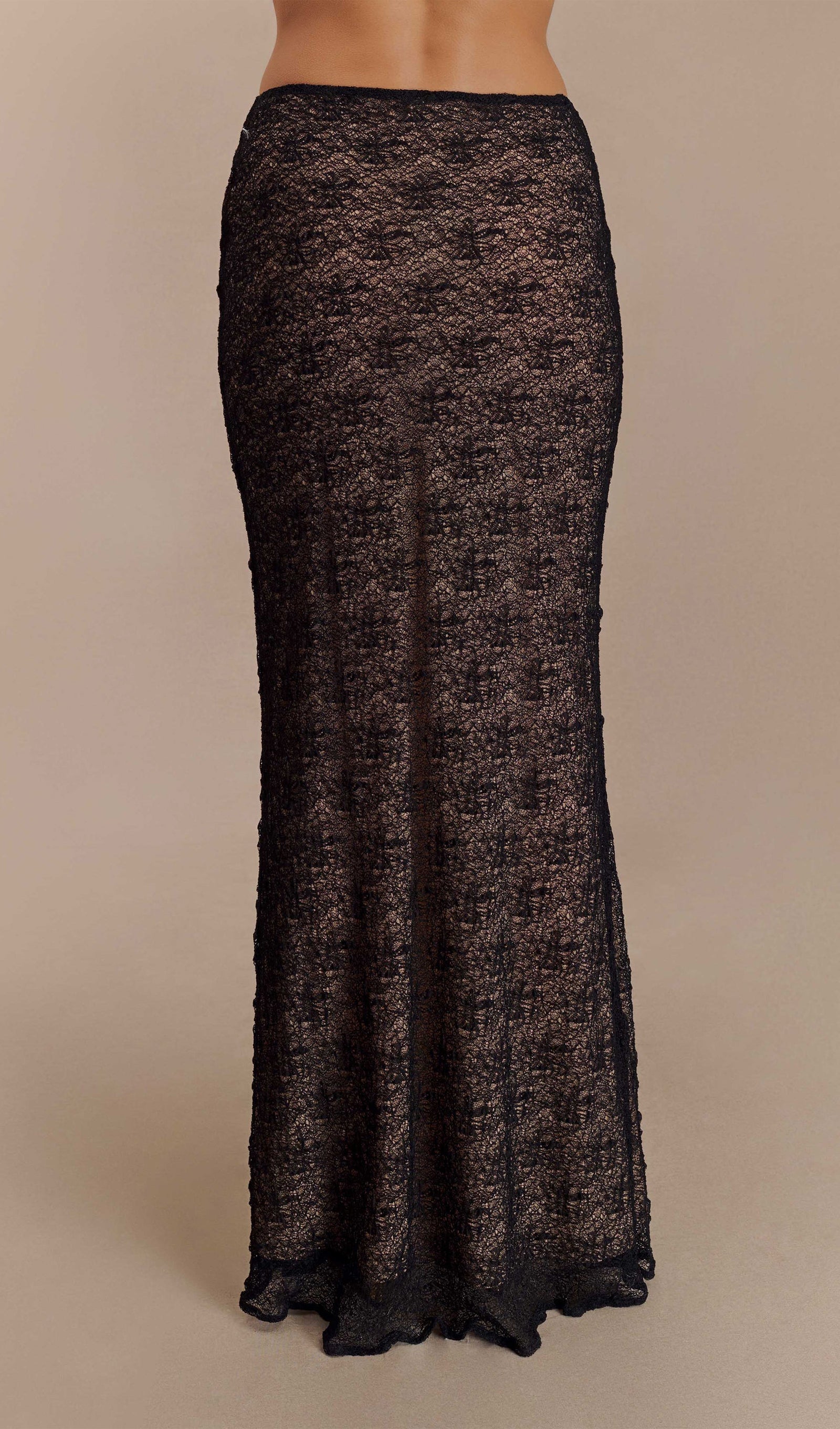 Siyah Şeffaf Dantel Üst Ve Uzun Etek Takımları