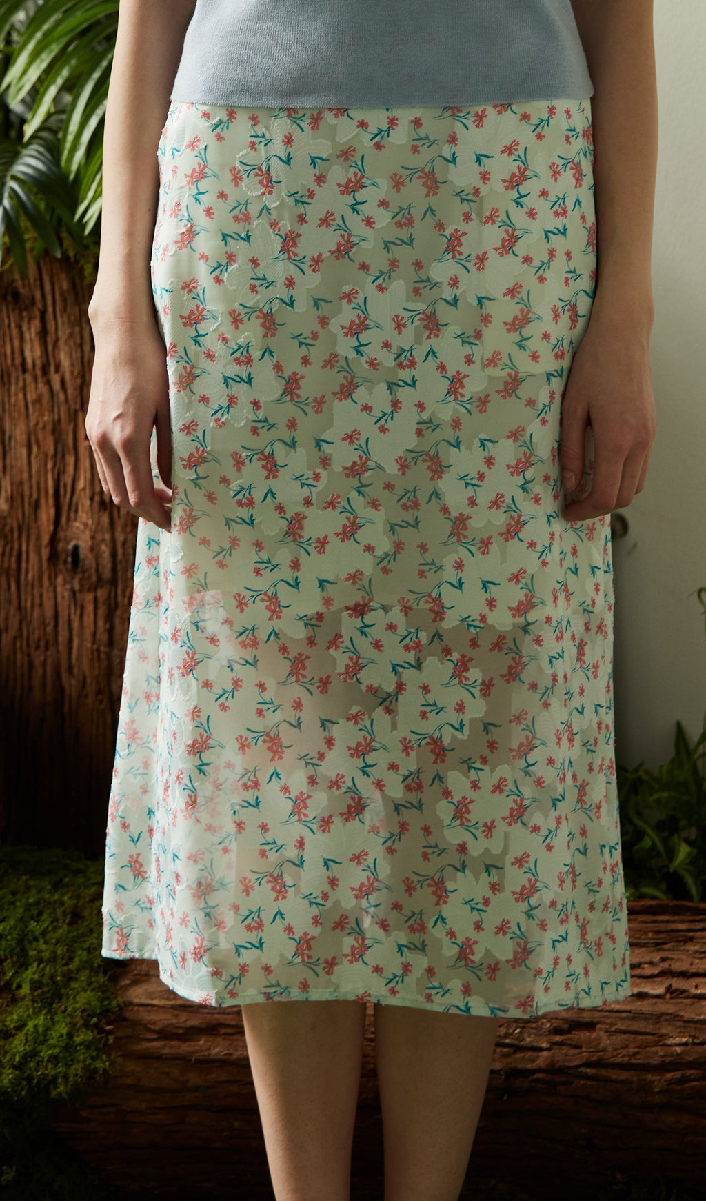 Çiçek Desenli Midi Etek