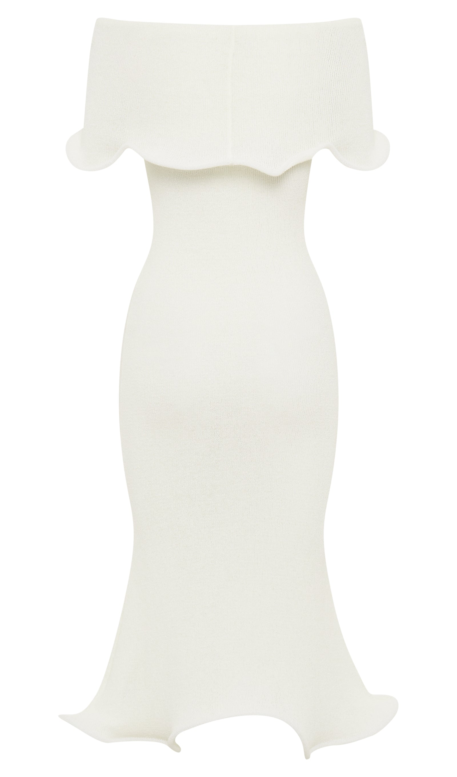 Omuz Açık Örgü Midi Elbise