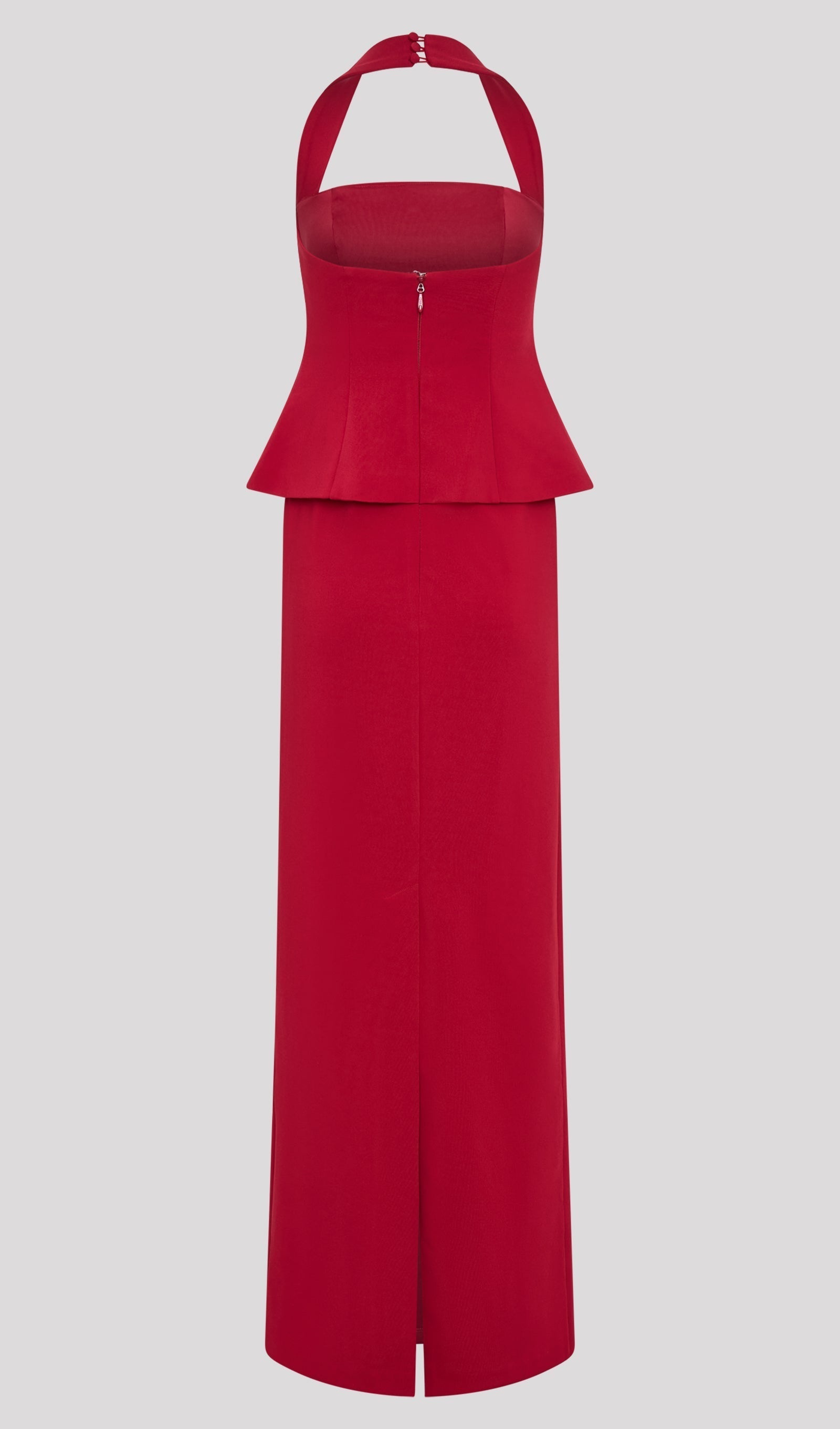 Ruby Peplum Halter Uzun Elbise