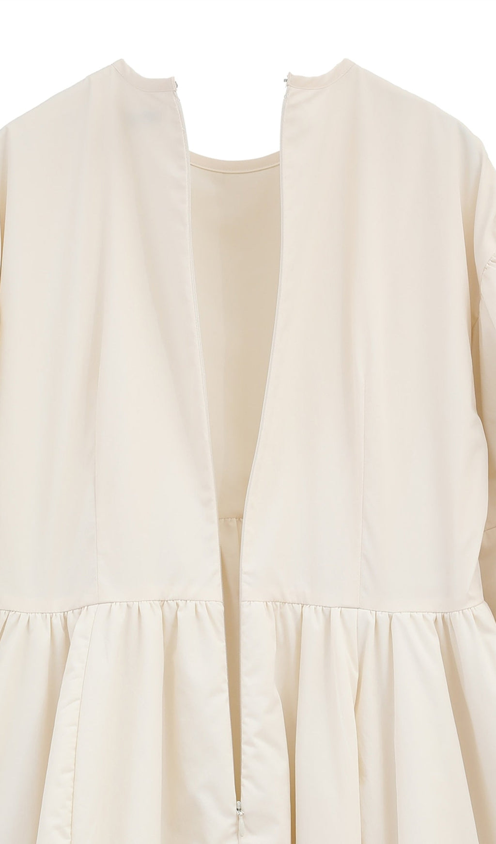 Dolgulu Hacimli Midi Elbise-Beyaz