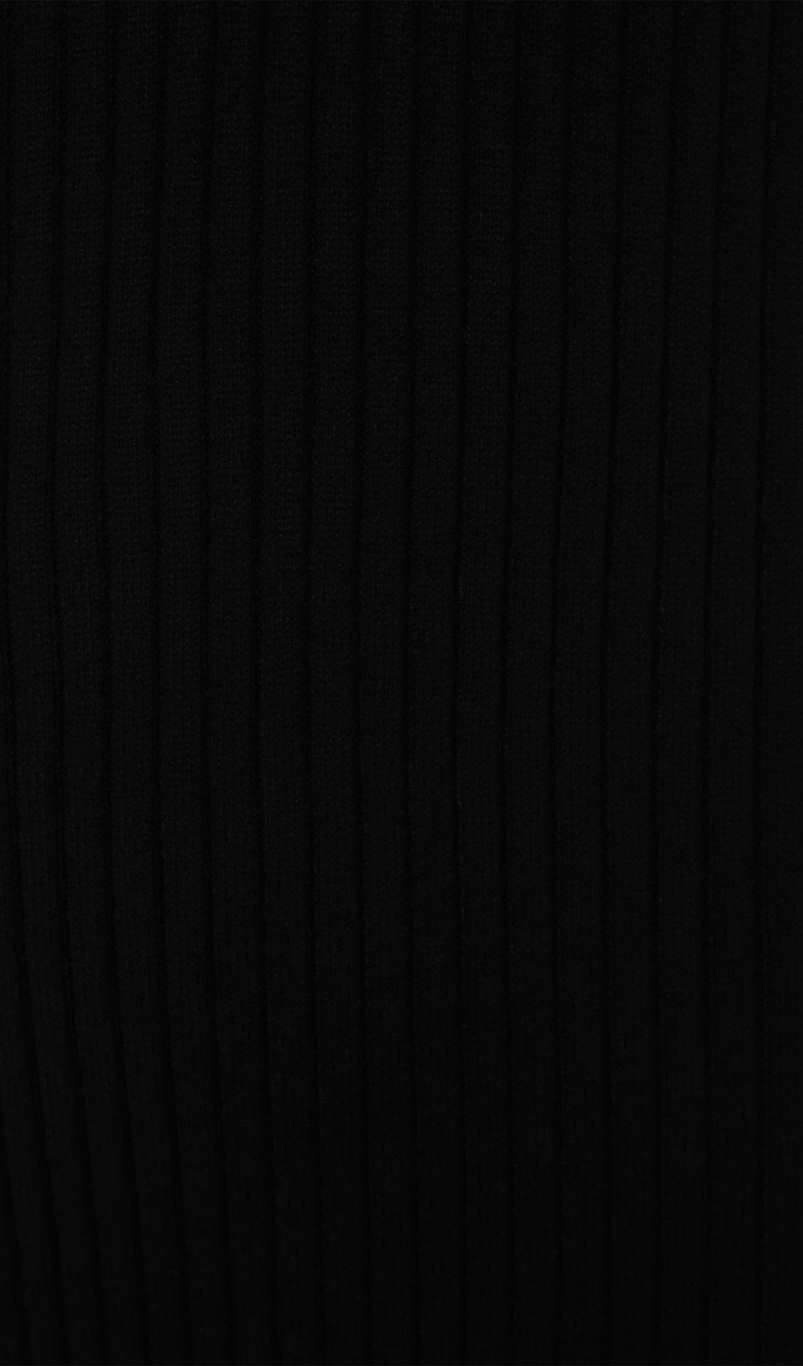 Örme Volanlı Midi Elbise - Siyah