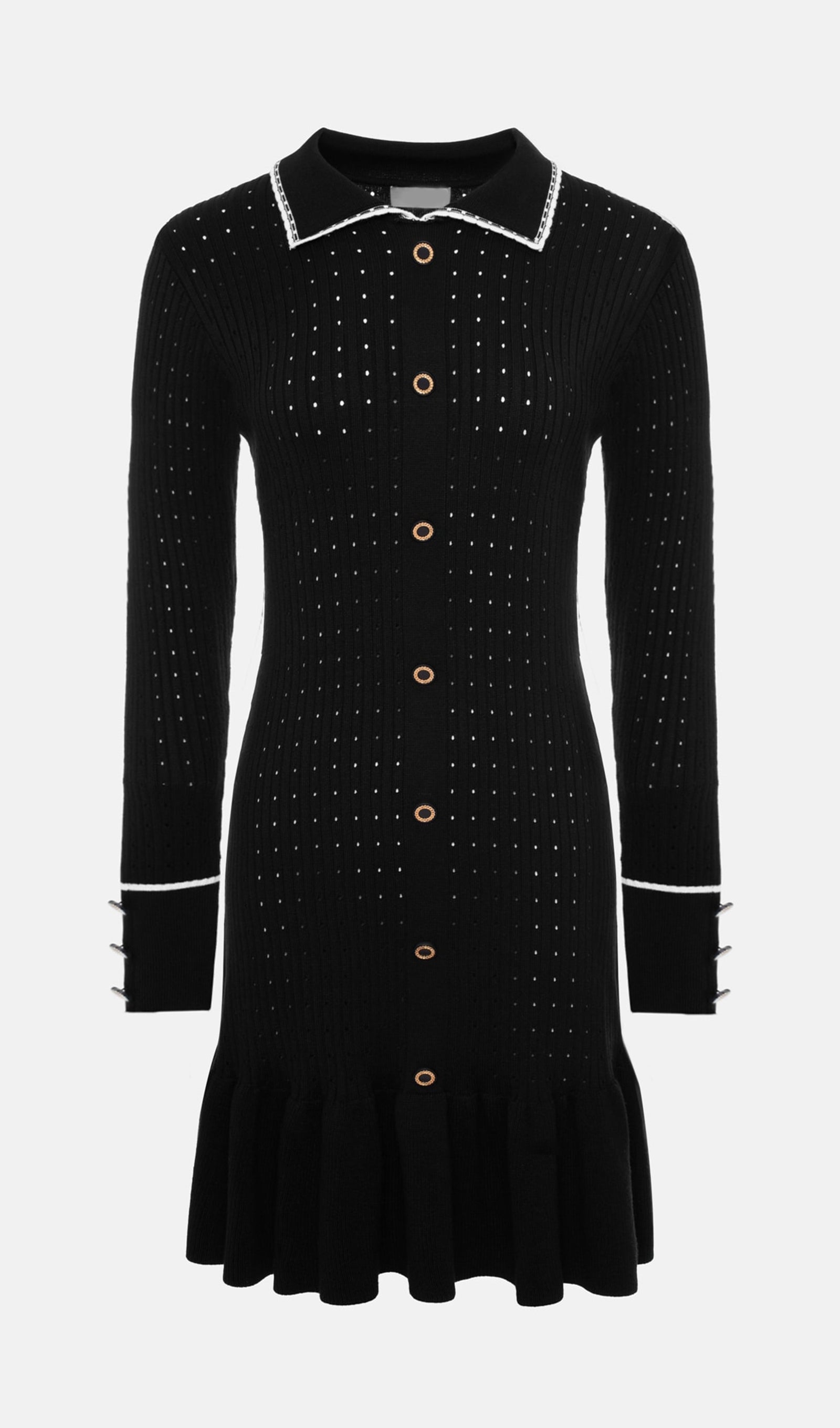 Dar Kesim Dokulu Jarse Mini Elbise-Siyah