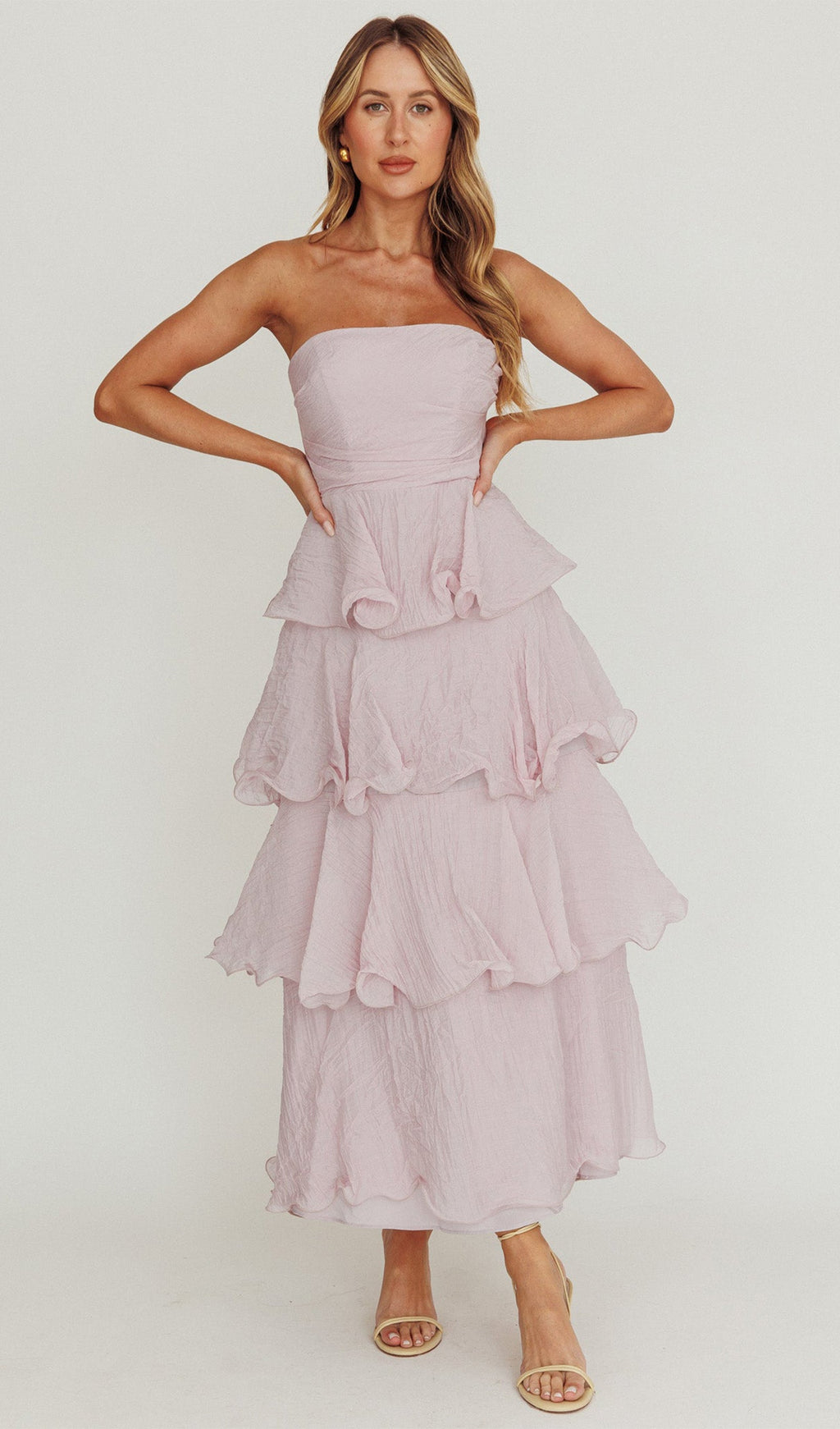 Askısız Katmanlı Midi Elbise