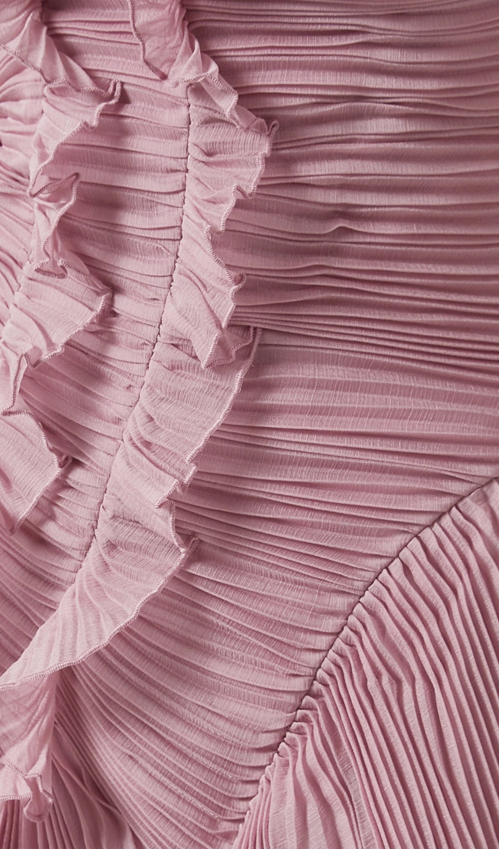 Asimetri Fırfırlı Askılı Uzun Elbise