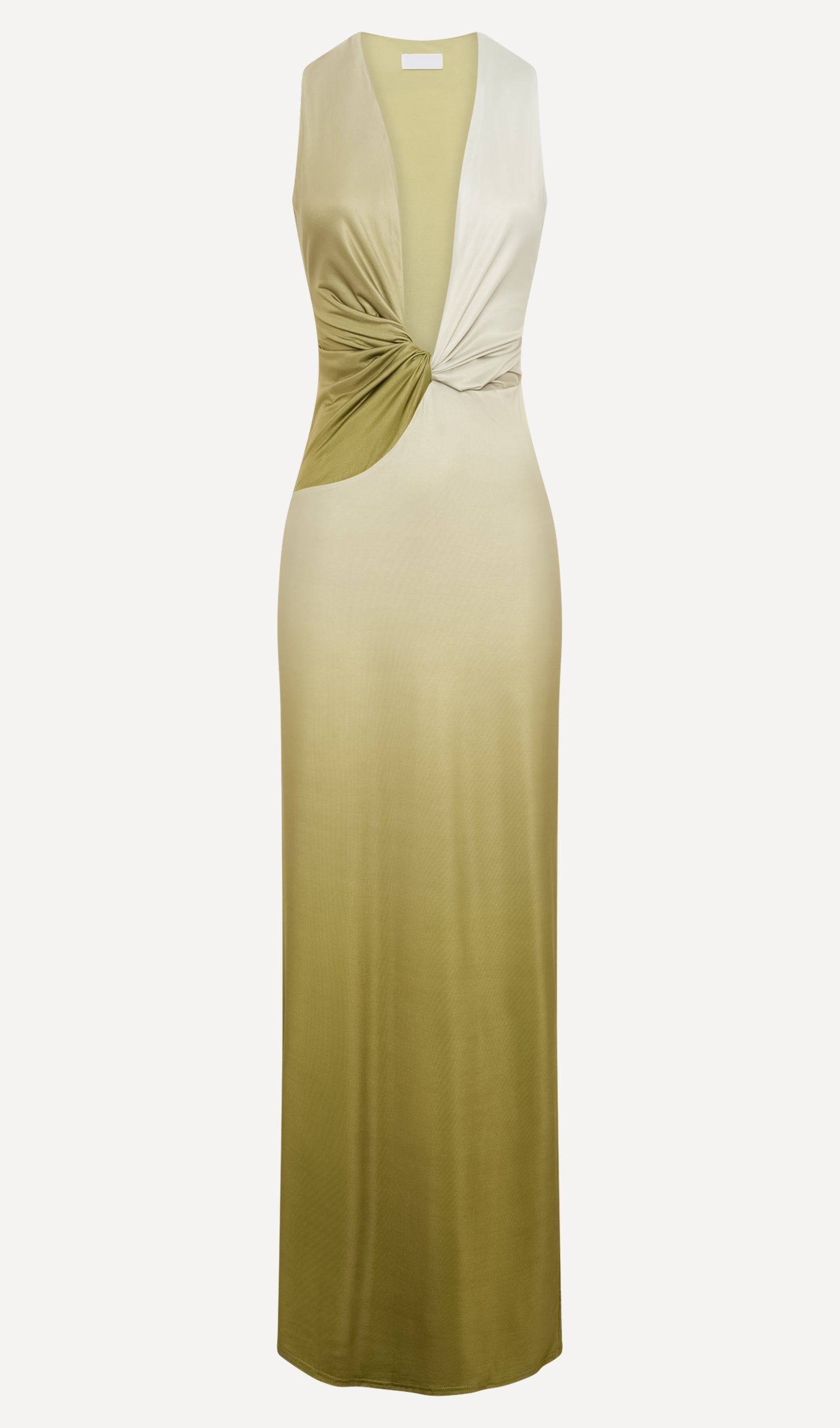 Drapeli Slinky Maxi Elbise Ombre Zeytin