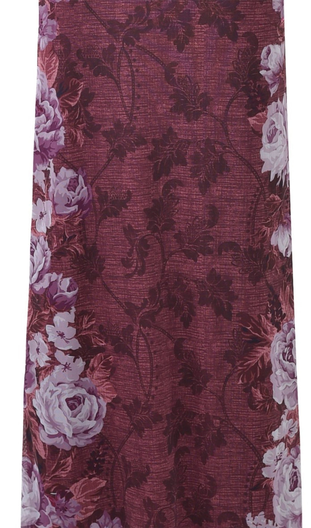 Moda Çiçek Desenli Gül Çizgili Uzun Elbise