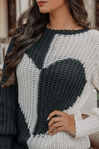 Rahat Patchwork Kontrast O Yaka Üst Kazak