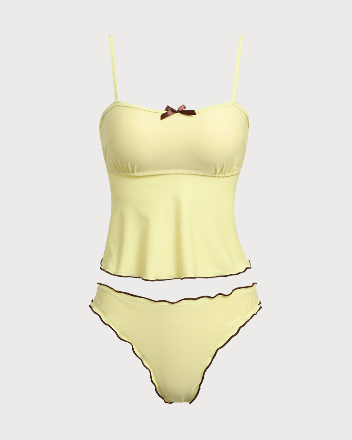 Sarı Kontrastlı Tankini Mayo